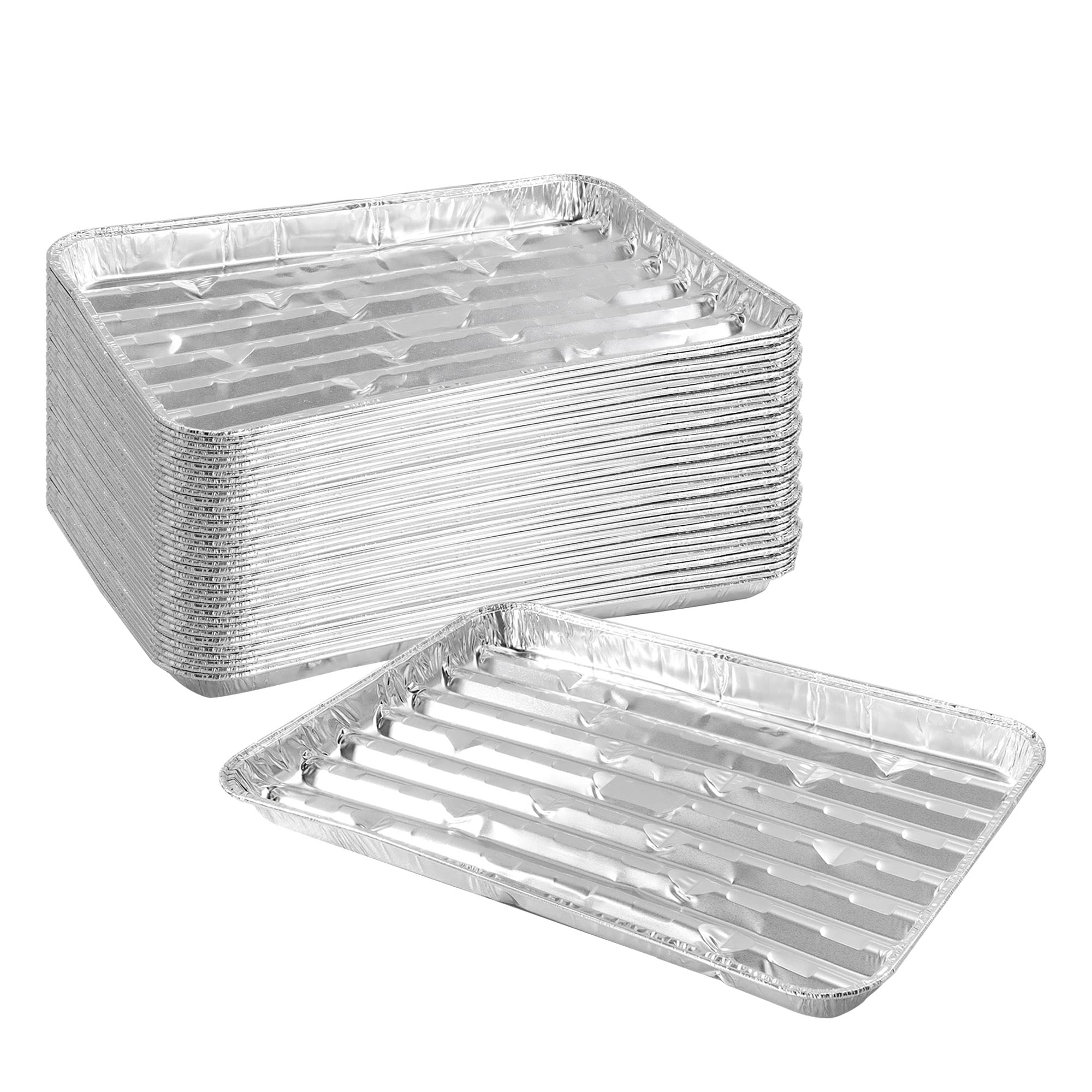 40 Pack Disposable Aluminum Broiler Pan 13 x 9 x 1 inch Aluminum Foil Grill Pans, Disposable Foil Baking Sheet Pans for Oven, Ba
