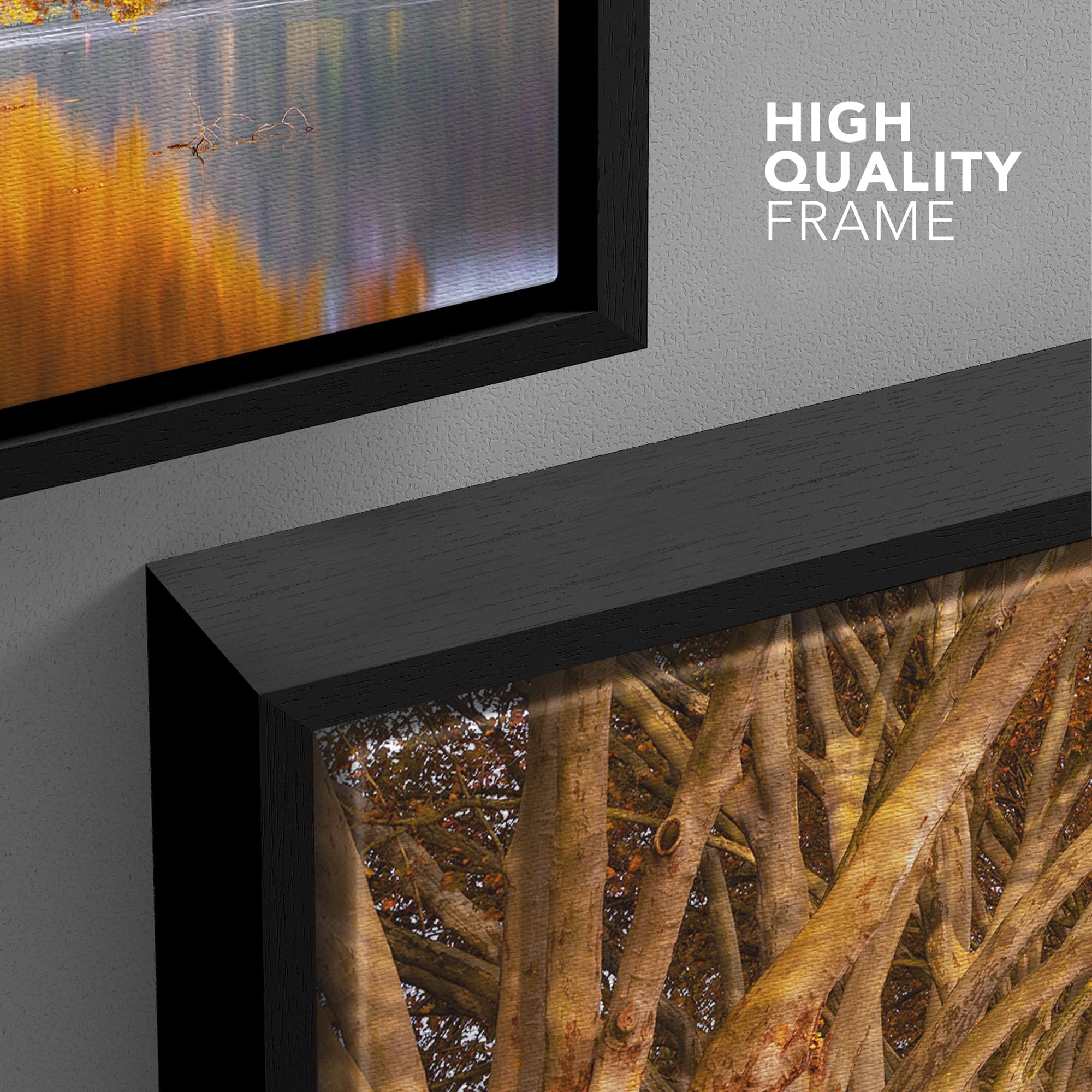 Wall26 Framed Canvas Print Wall Art Autumn Fall Orange Leaf Forest Lake Nature Wilderness Photography Realism Rustic Scenic Land