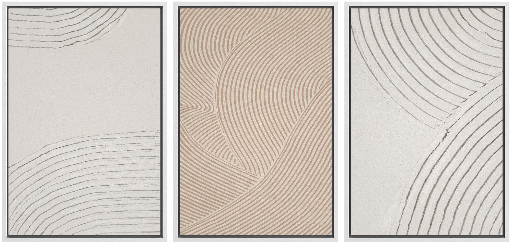 Signwin Framed Canvas Print Wall Art Set Geometric Pastel Spiral Circles Shapes Abstract Illustrations Modern Art Decorative Nor