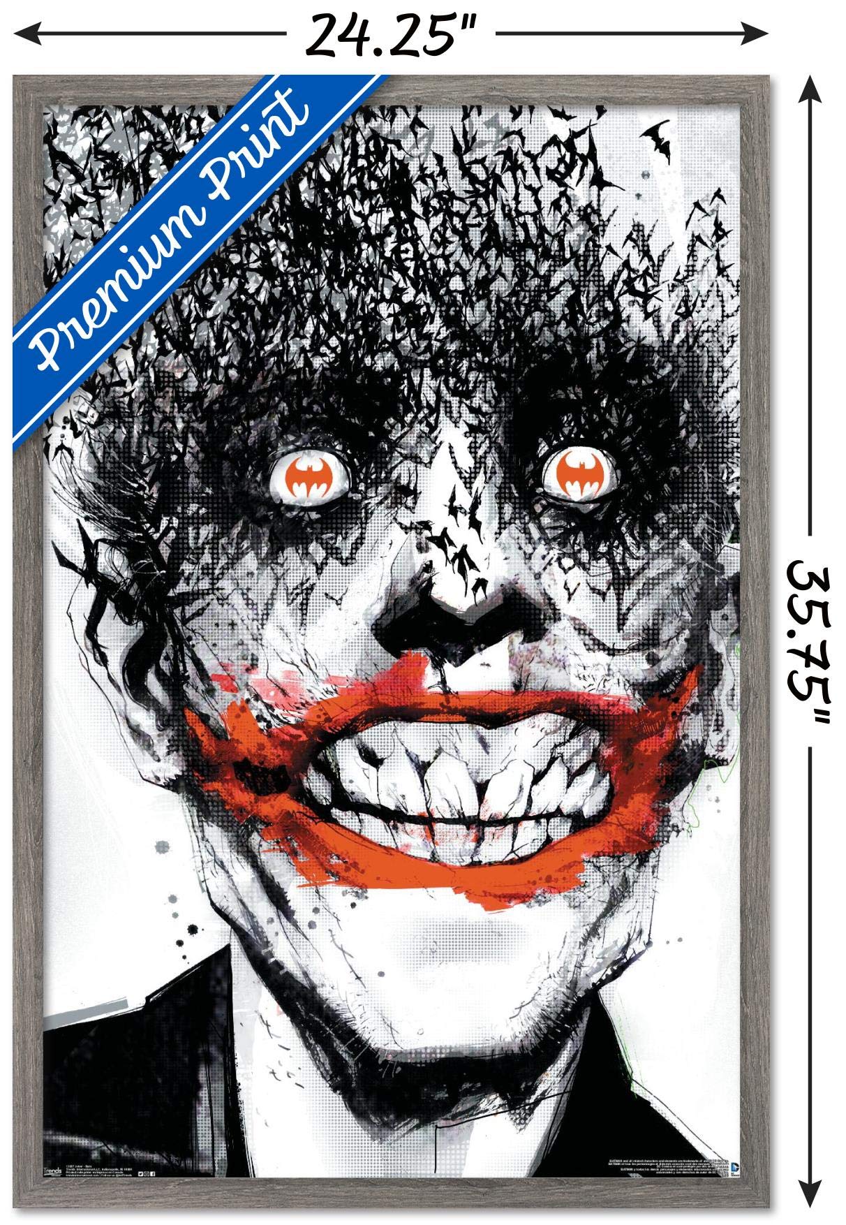 Trends International Dc Comics - The Joker - Bats Wall Poster, 22.375'' X 34'', Barnwood Framed Version