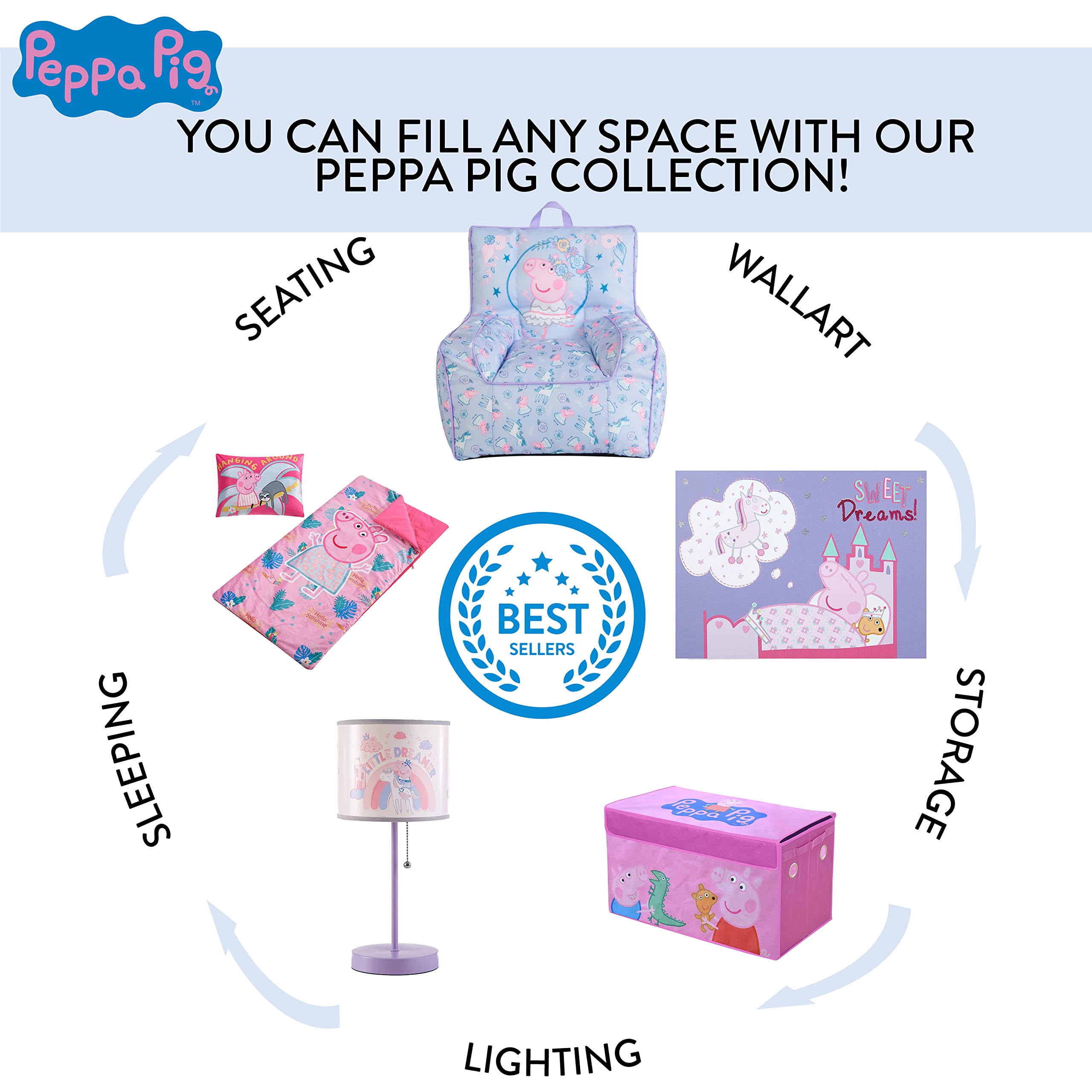 Idea Nuova Peppa Pig Pop Up Hamper With Durable Carry Handles, 21'' H X 13.5'' W X 13.5'' L, Peppa Pig/Light Purple