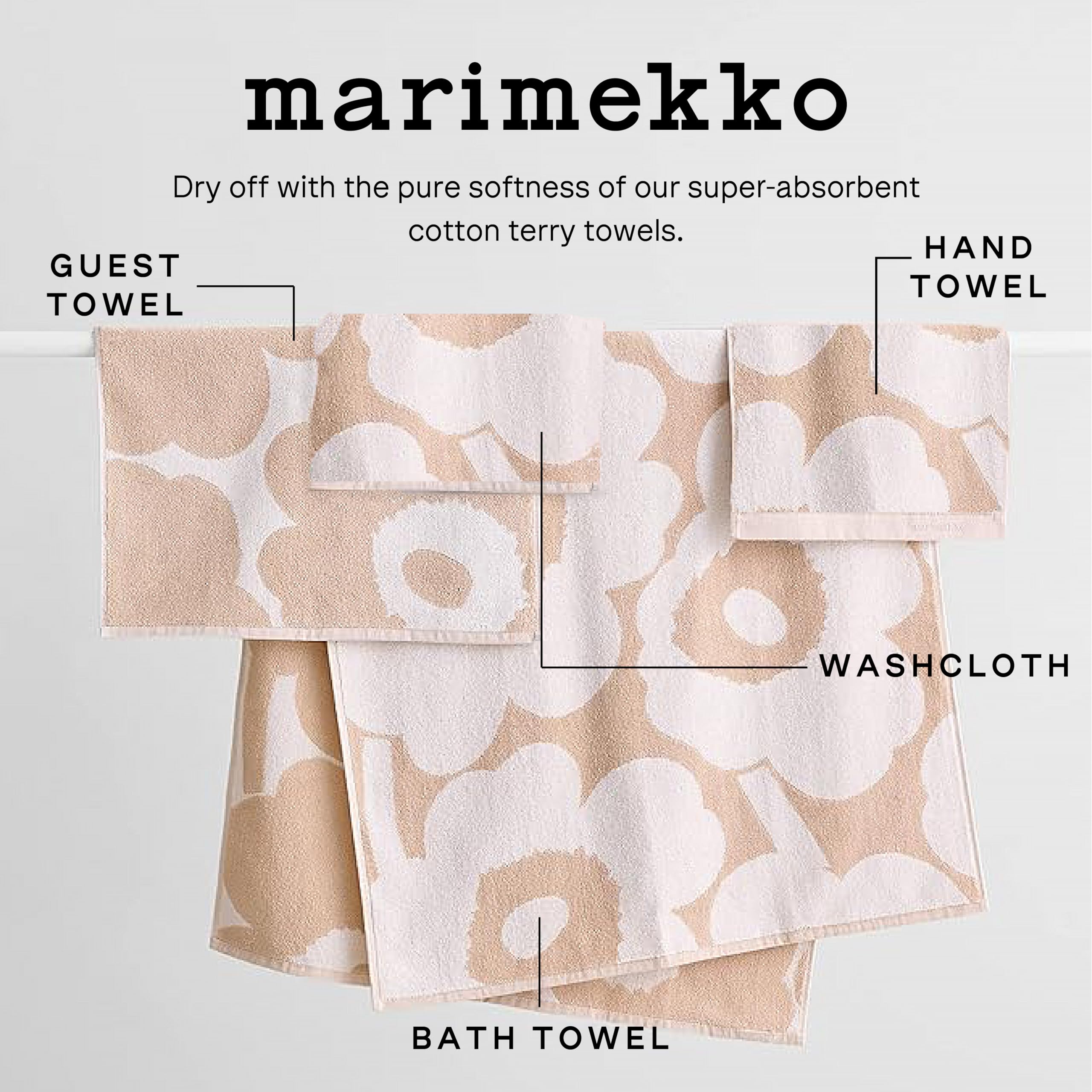 Marimekko Unikko Terry Cotton Guest Towel (Blue) - Floral Patterned Guest Towels - 20 In X 12 In