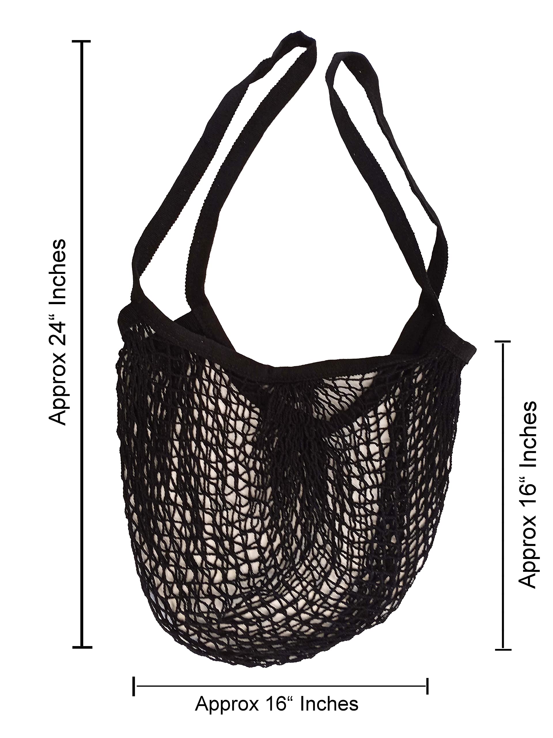 Reusable Long Handle Grocery Bags, Fruit And Vegetable Shoulder Bag, Washable Cotton Mesh String Organizer Shopping Handbags