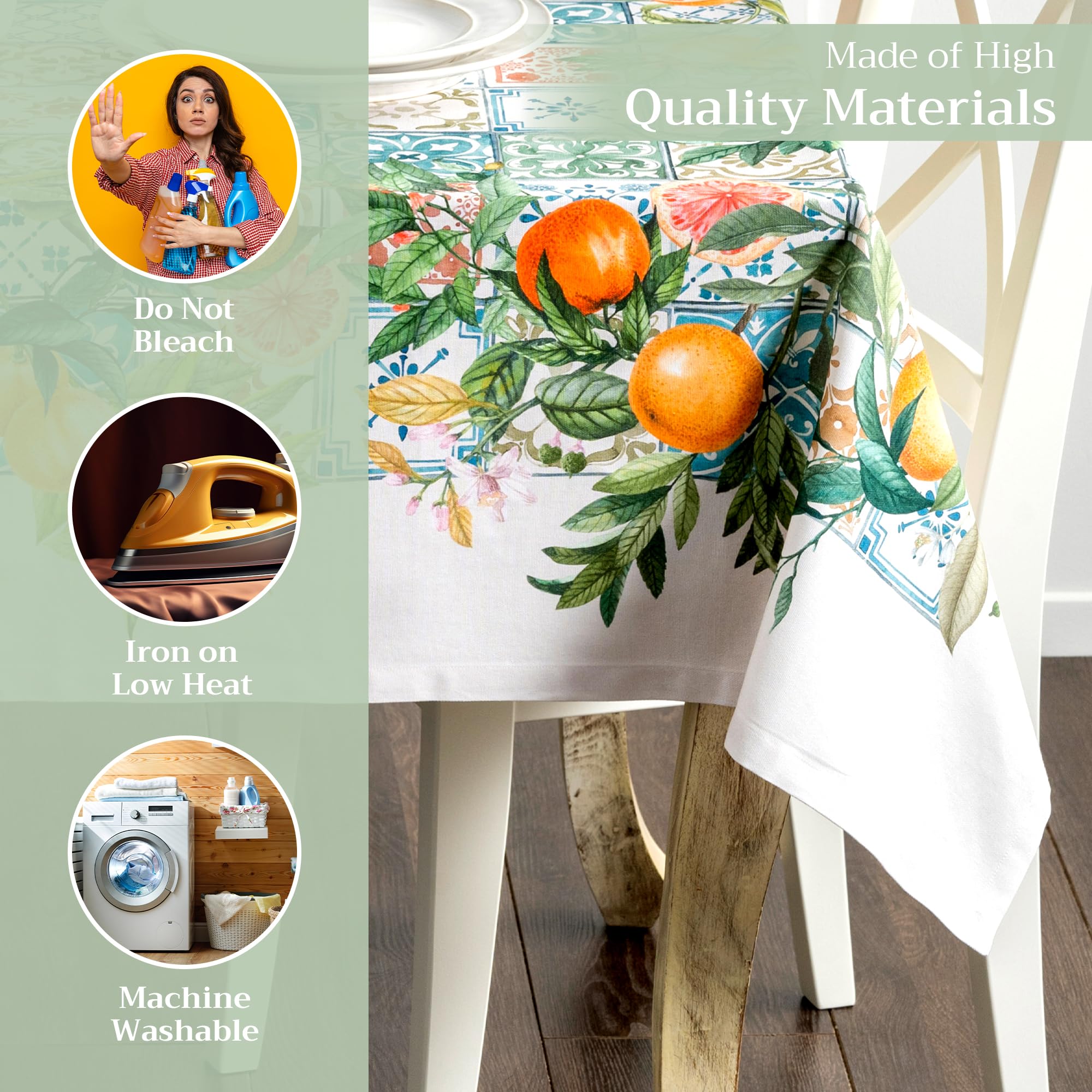 Maison d Hermine Table Cloth Square Table 100% Cotton 60 x 60 Inches Tablecloth Reusable Decorative Everyday Use for Dining Roo