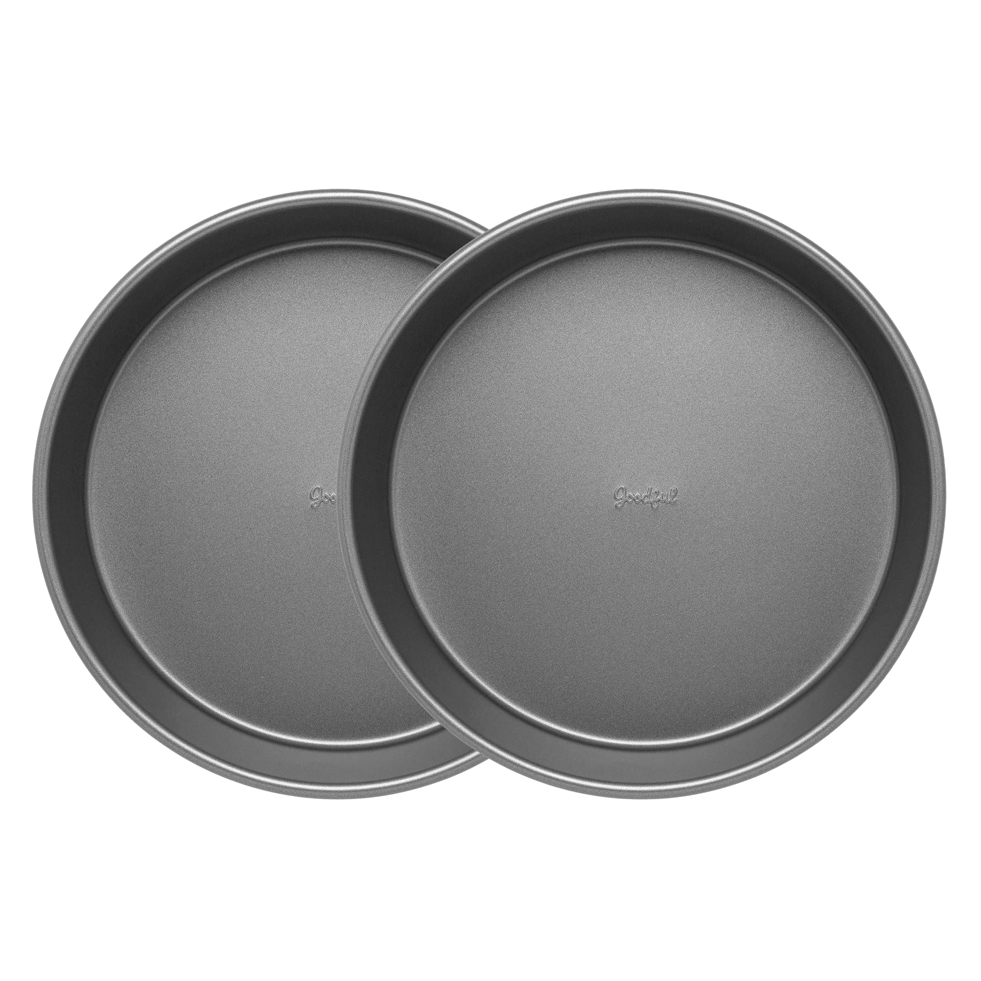 Goodful Nonstick Round Cake Pan Set, Heavy Duty Carbon Steel With Quick Release Coating, Made Without Pfoa, Dishwasher Safe, 2-P