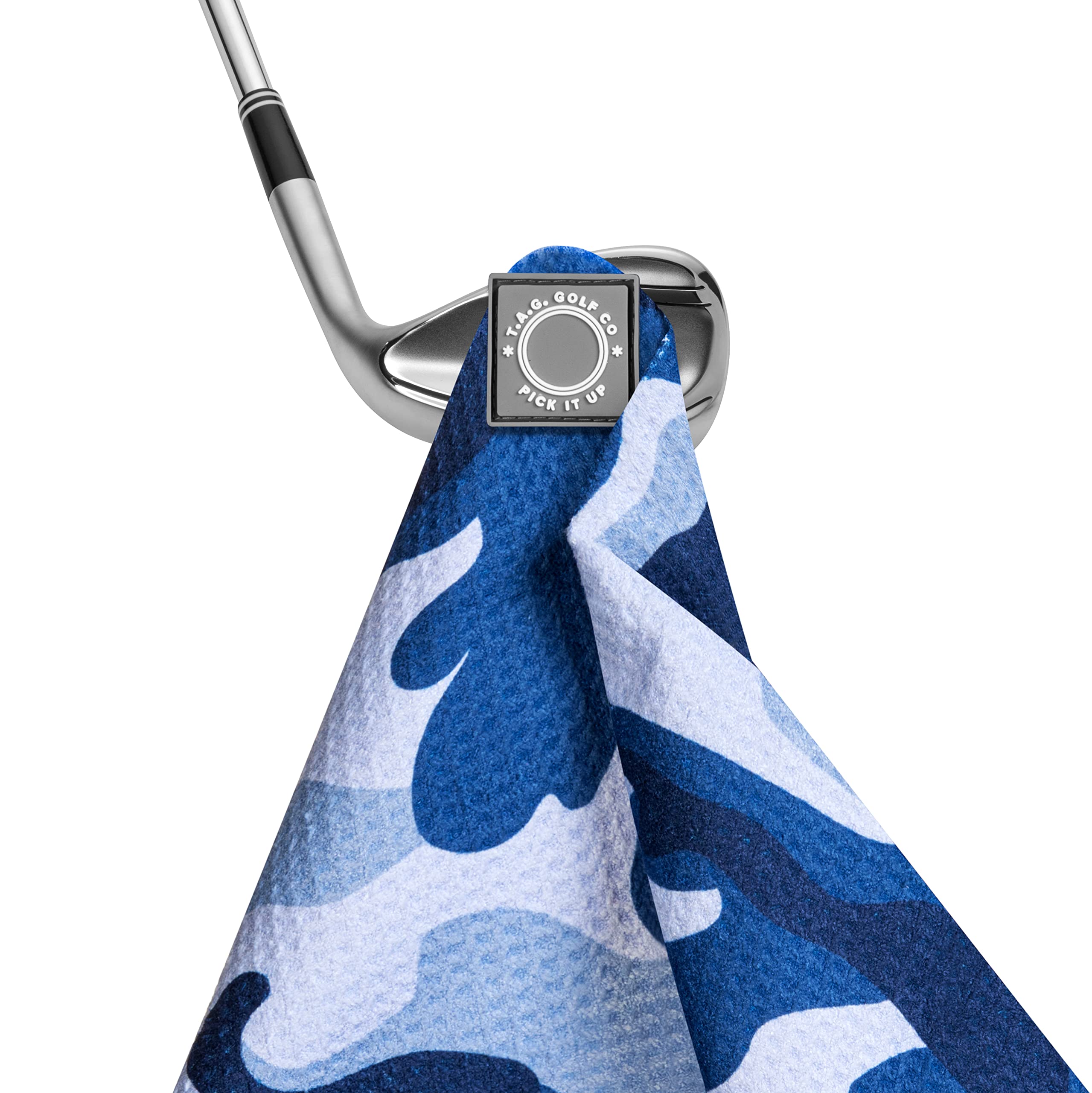 Tag Golf Co Magnetic Golf Towel - Signature Size - Camo Series - Blue Steel - Golf Training Aid - Industrial Strength Magnet - S
