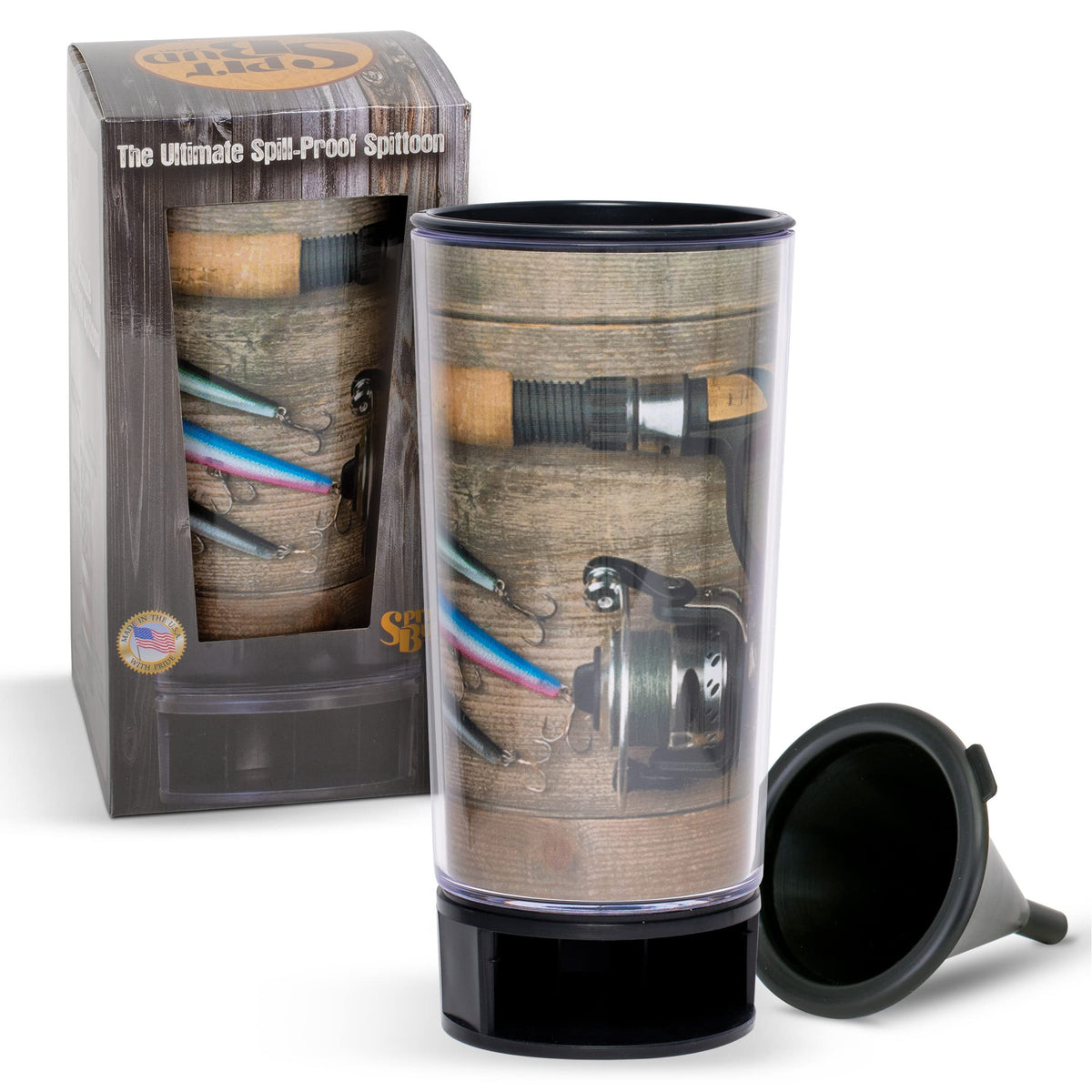 Fishing Rod by Spit Bud - The Ultimate Spittoon for Chew - Portable Dip & Snuff Cup with Lid, Pop Tab, Spill-Proof Funnel, Can C