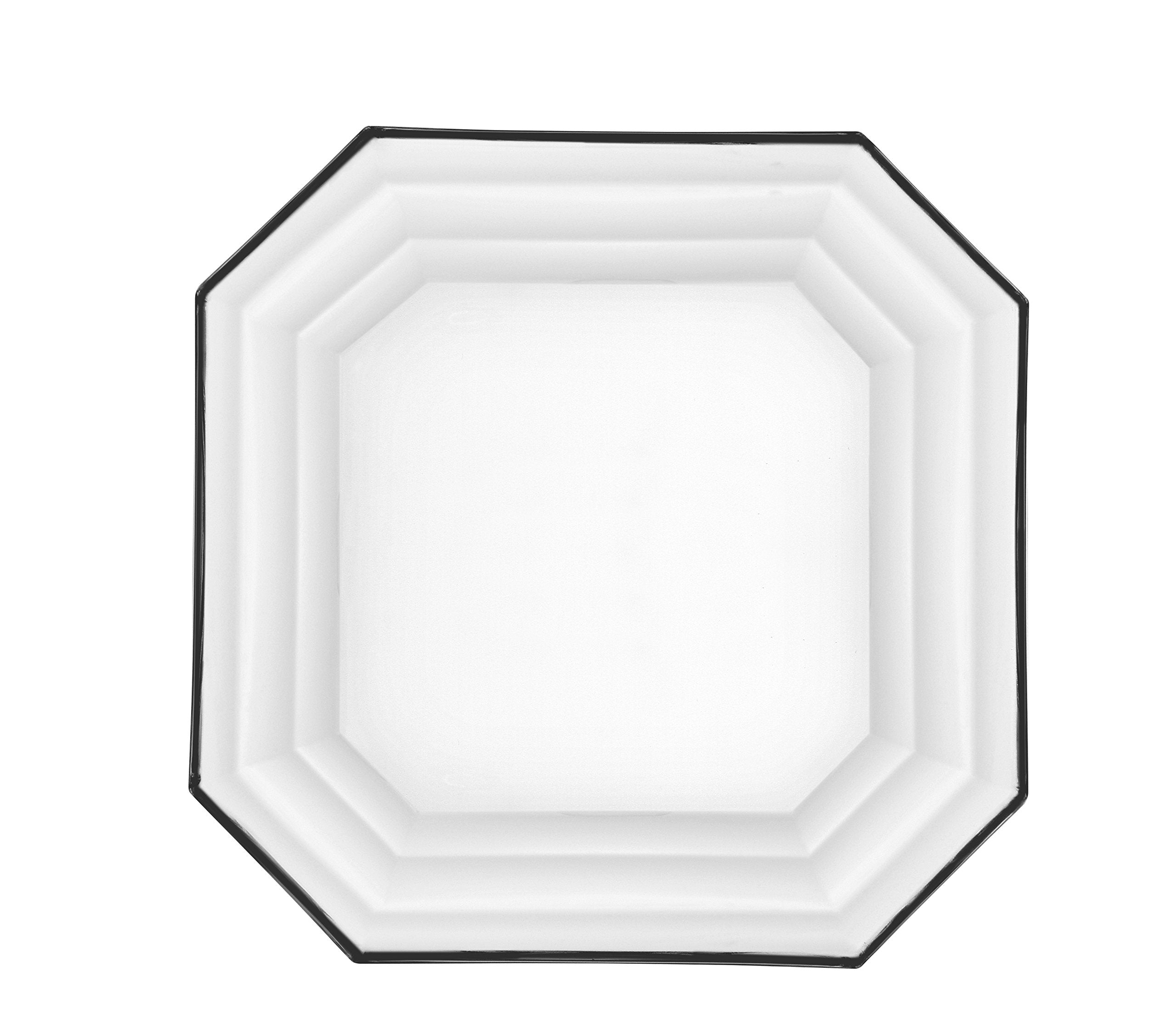 Barski - European Glass - Set Of 6 - Dinner - Octagon Plates - Each Plate Is 10.5'' Diameter - Made In Europe