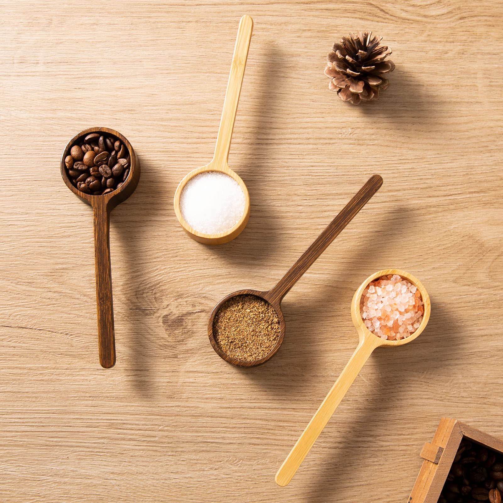 Bamboo Coffee Scoop Small Scoop Long Handle Scoop Glass Food Jars Scoop Measuring Scoop
