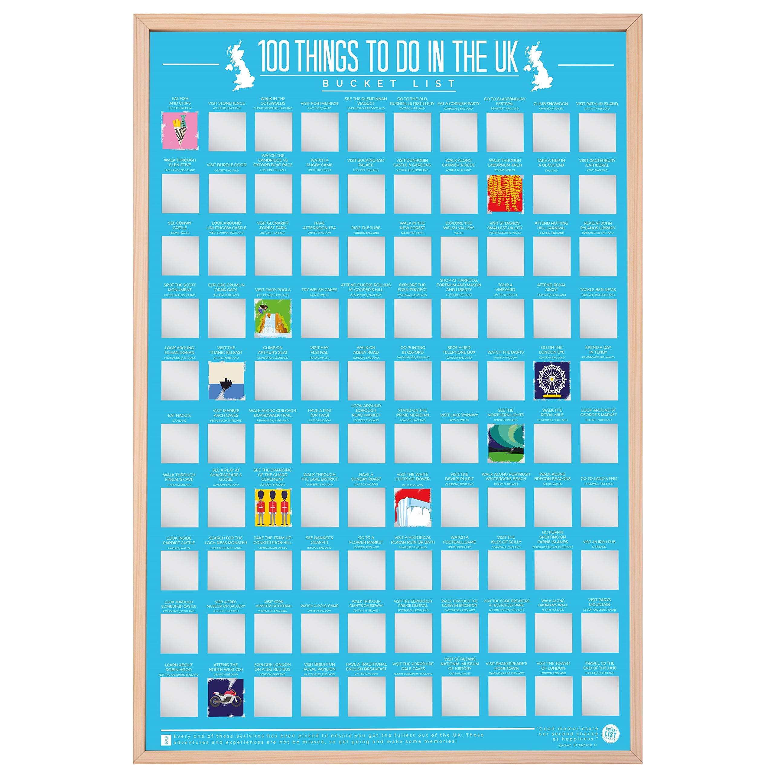 Gift Republic 100 Things To Do In The Uk Bucket List Scratch Off Poster