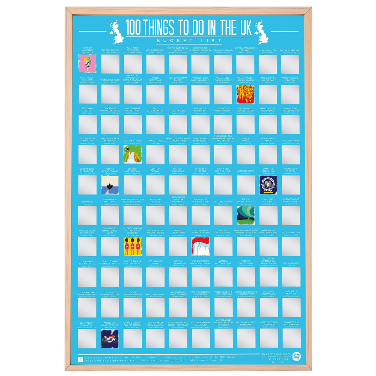 Gift Republic 100 Things To Do In The Uk Bucket List Scratch Off Poster