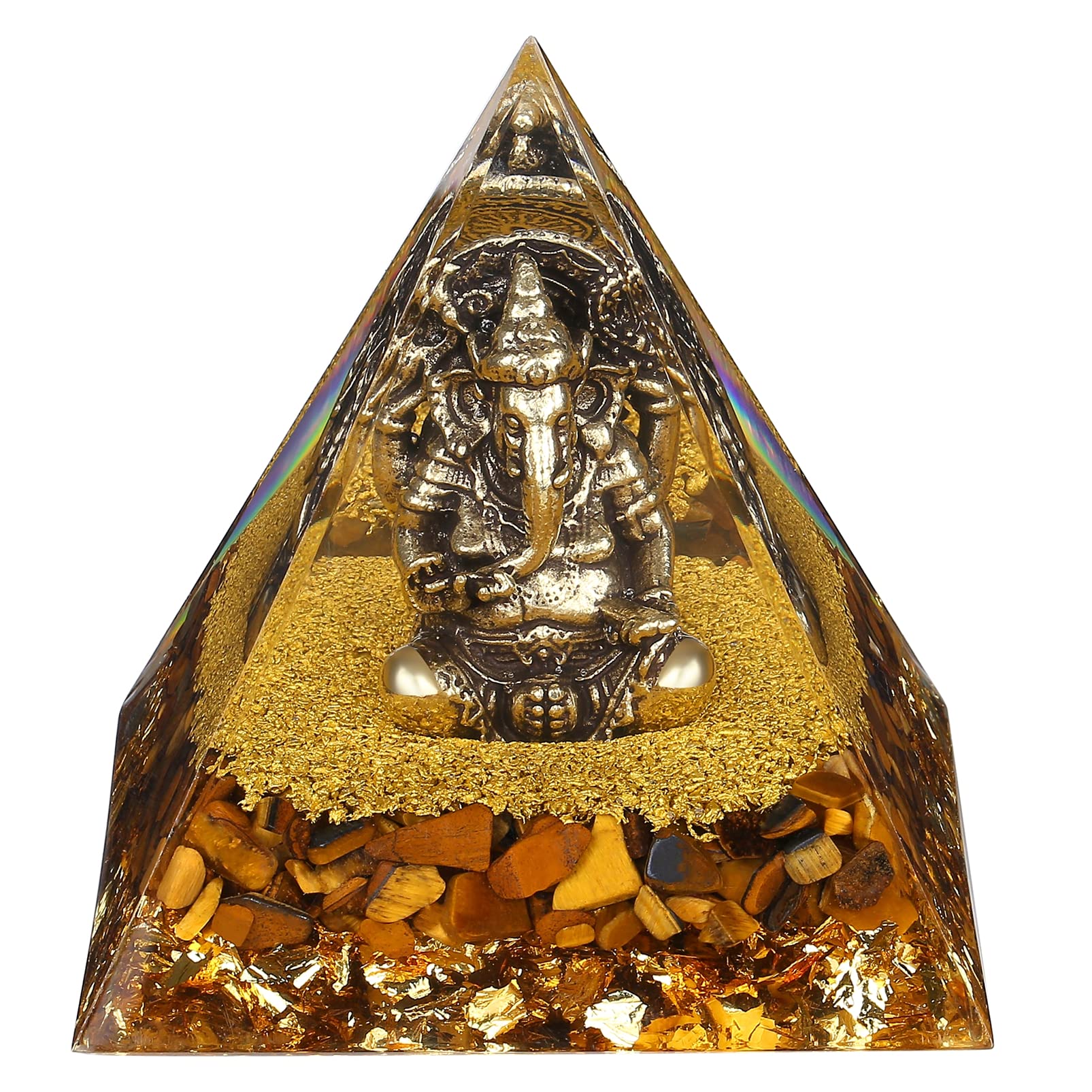 Ganesha Statues In Healing Crystal Organite Pyramid - Ganesh Statue, Ganesha Idol, Ganapati Ganesh Figurine, Ganesh Idol For Car
