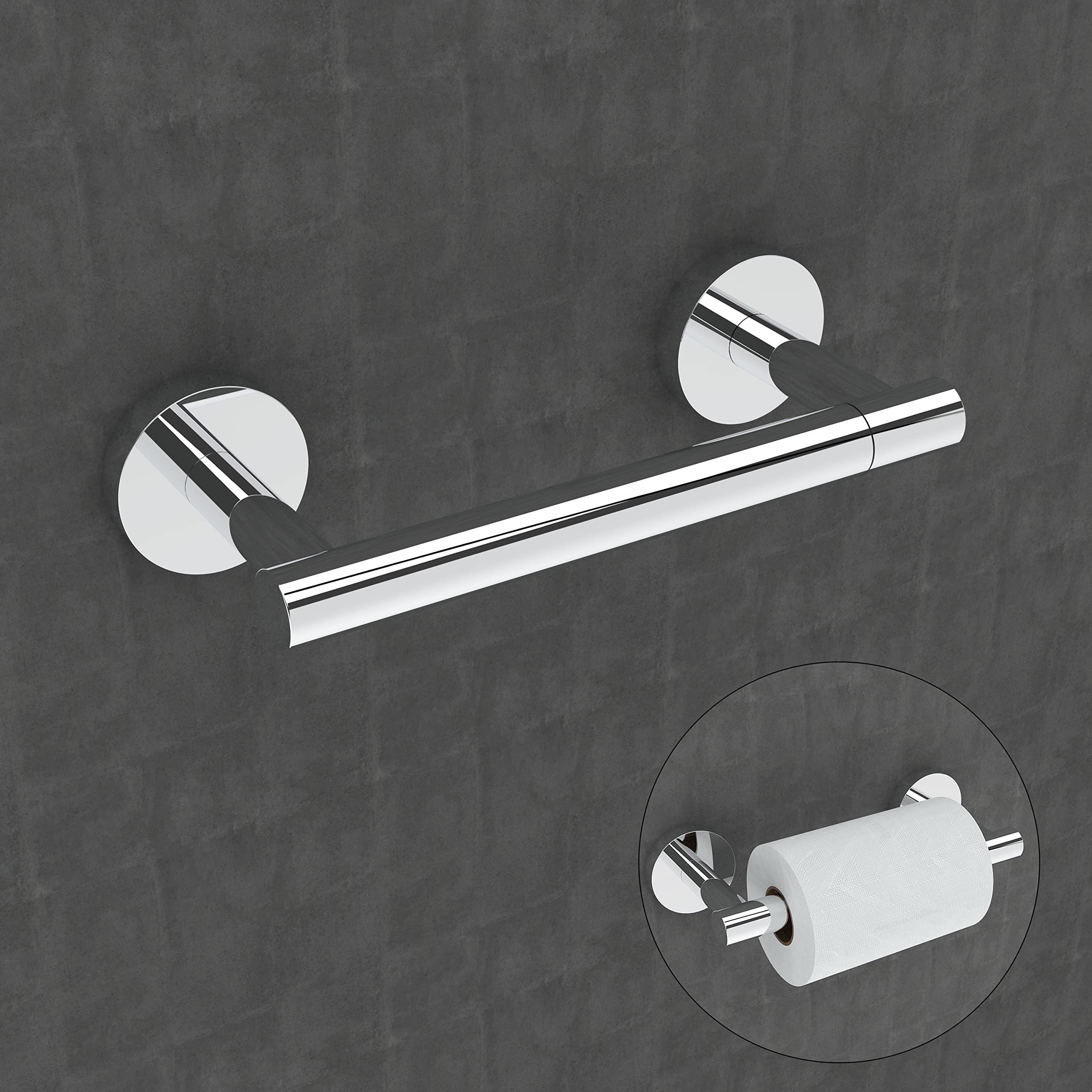 Rarxtr Polished Finish Toilet Paper Holder Sus304 Stainless Steel Double Post Pivoting Toilet Paper Roll Holder Wall Mounted Toi