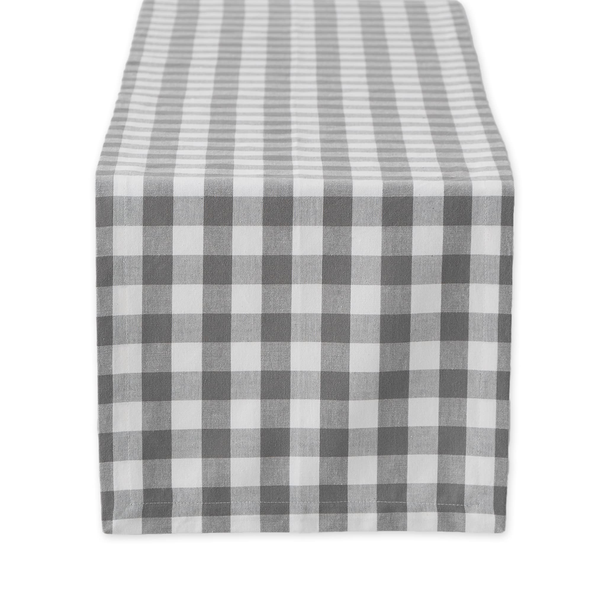 GRAY/WHITE CHECKERS TABLE RUNNER 14x108