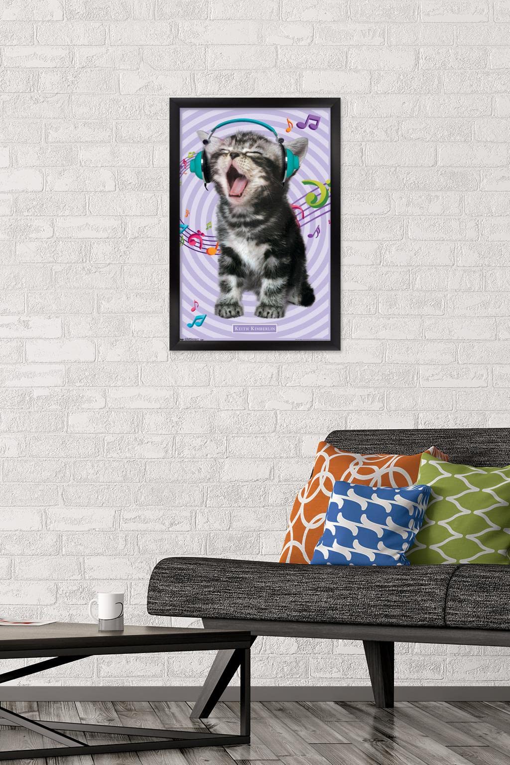 Trends International Keith Kimberlin - Kitten - Singing Wall Poster, 14.725'' X 22.375'', Black Framed Version