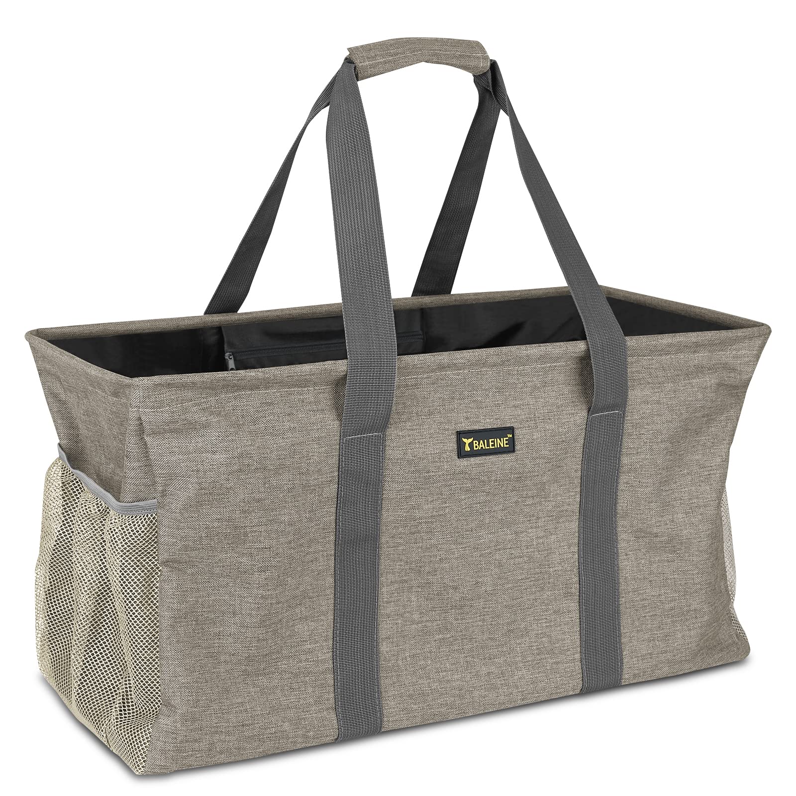 Baleine Extra Large Utility Tote Bag With Wire Frame For Storage (Beige, 22''X12''X10'')