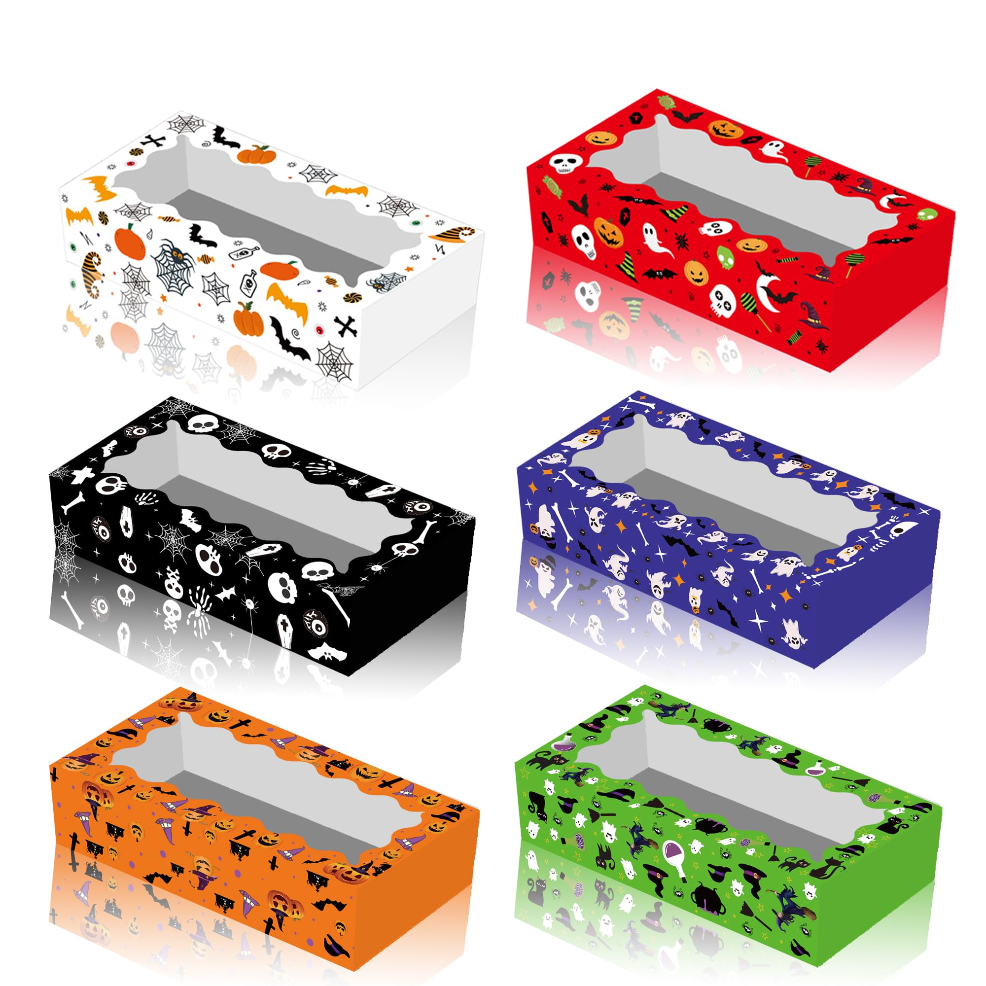 12Pcs Halloween Cookie Boxes, Halloween Pumpkin Skull Festival Creative Window Opening Gift Candy Box, Pumpkin Skull Pattern Bre