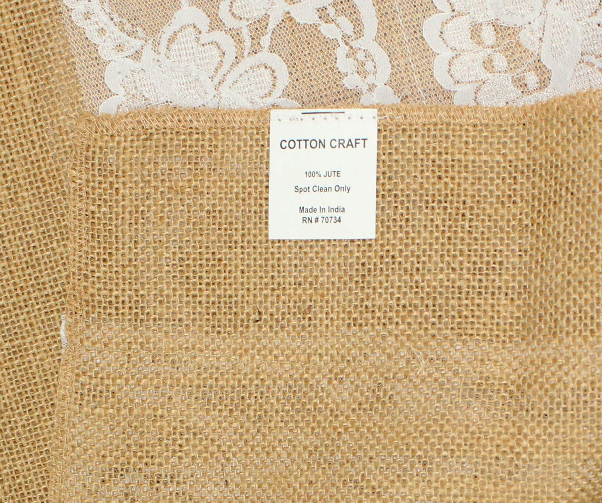 Cotton Craft Jute Table Runner - 2 Pack Natural Burlap White Lace Trim Xl Tablerunners - Harvest Autumn Fall Thanksgiving Holida