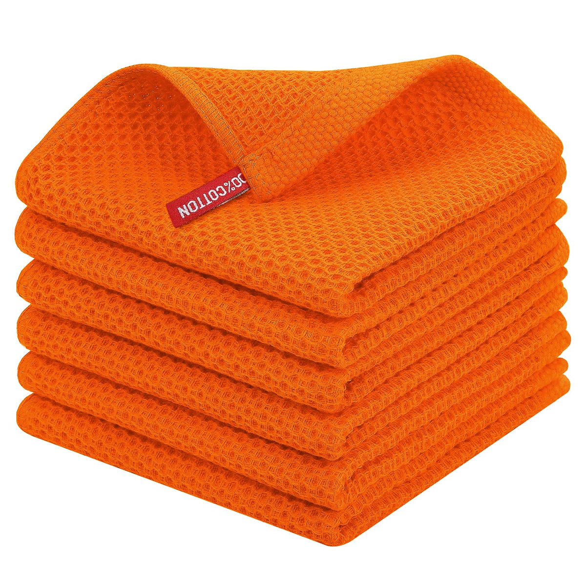 Homaxy 100% Cotton Waffle Weave Kitchen Dish Cloths, Ultra Soft Absorbent Quick Drying Dish Towels, 12 X 12 Inches, 6-Pack, Oran