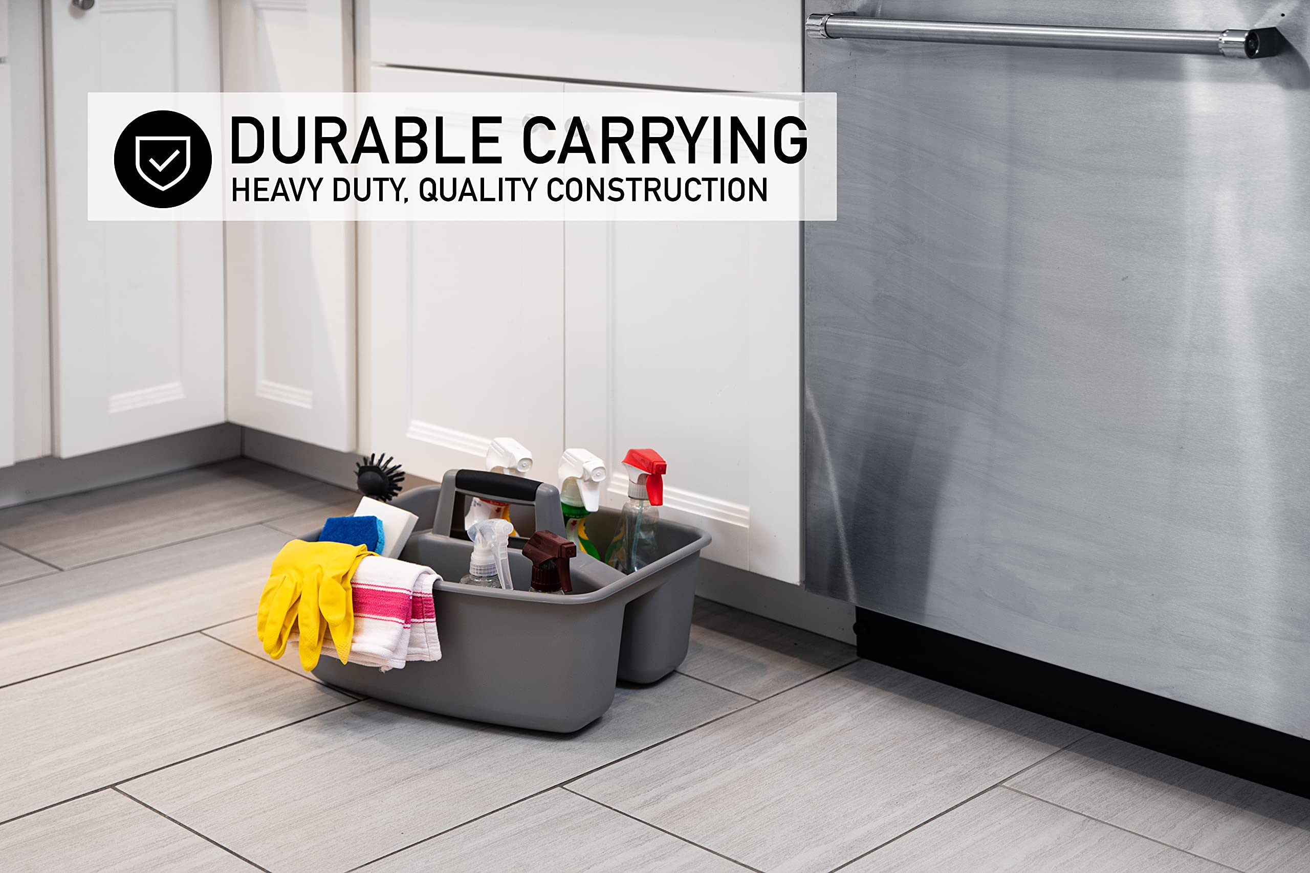 Mighty Tuff Rough And Rugged All-Purpose Cleaning Caddy, Grey/Black 2 Count (Cd0170)