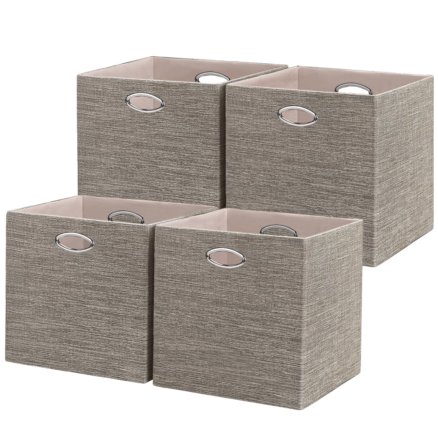 Posprica Storage Basket Bins,12  12 Foldable Storage Cube Boxes Fabric Drawer For Closet Shelf Cabinet Bookcase,4Pcs,Coffee