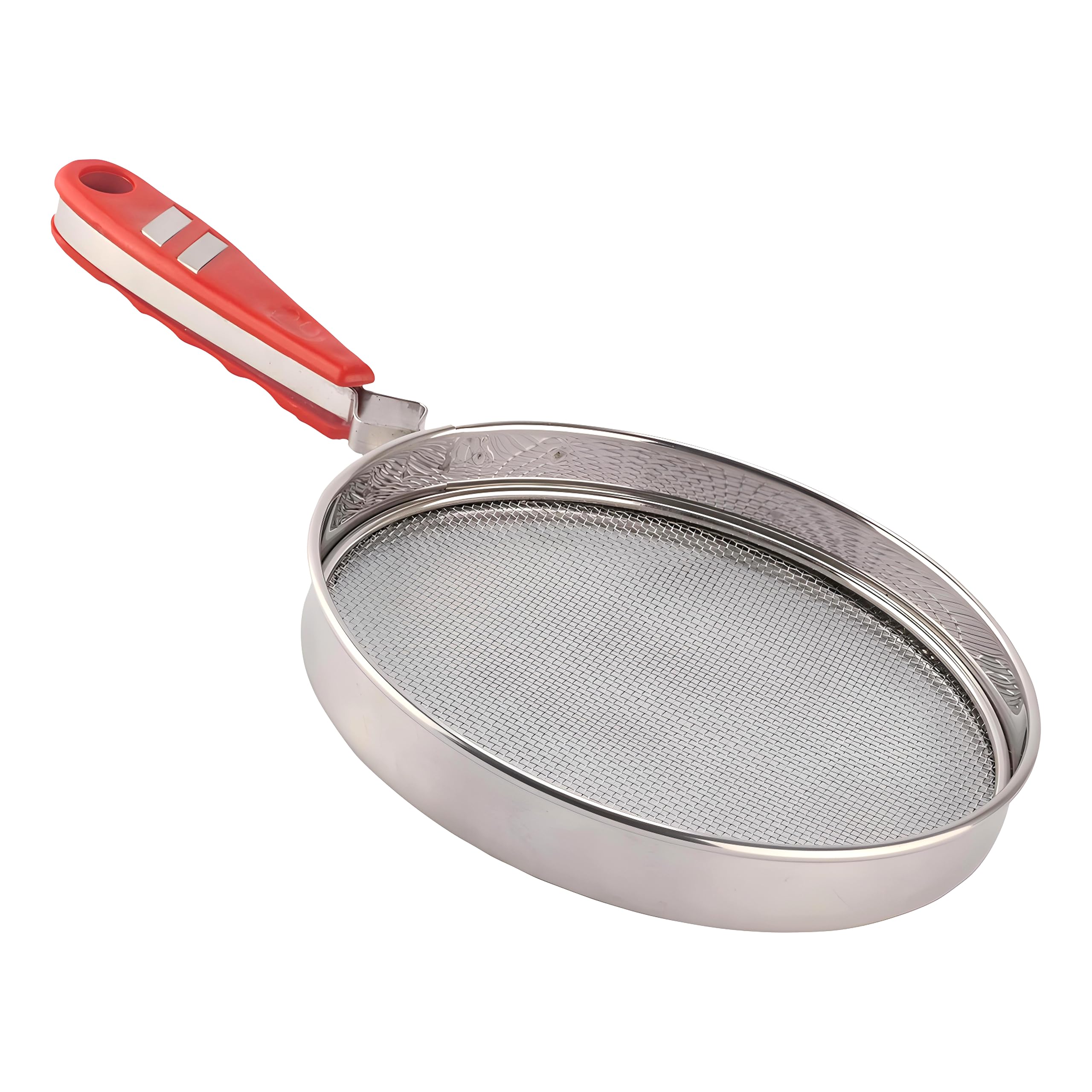 Kuber Industries Stainless Steel Deep Fry Strainer For Kitchen  Chips & Pasta Cooking Jhara/Filter/Channi With Handle  Silver 