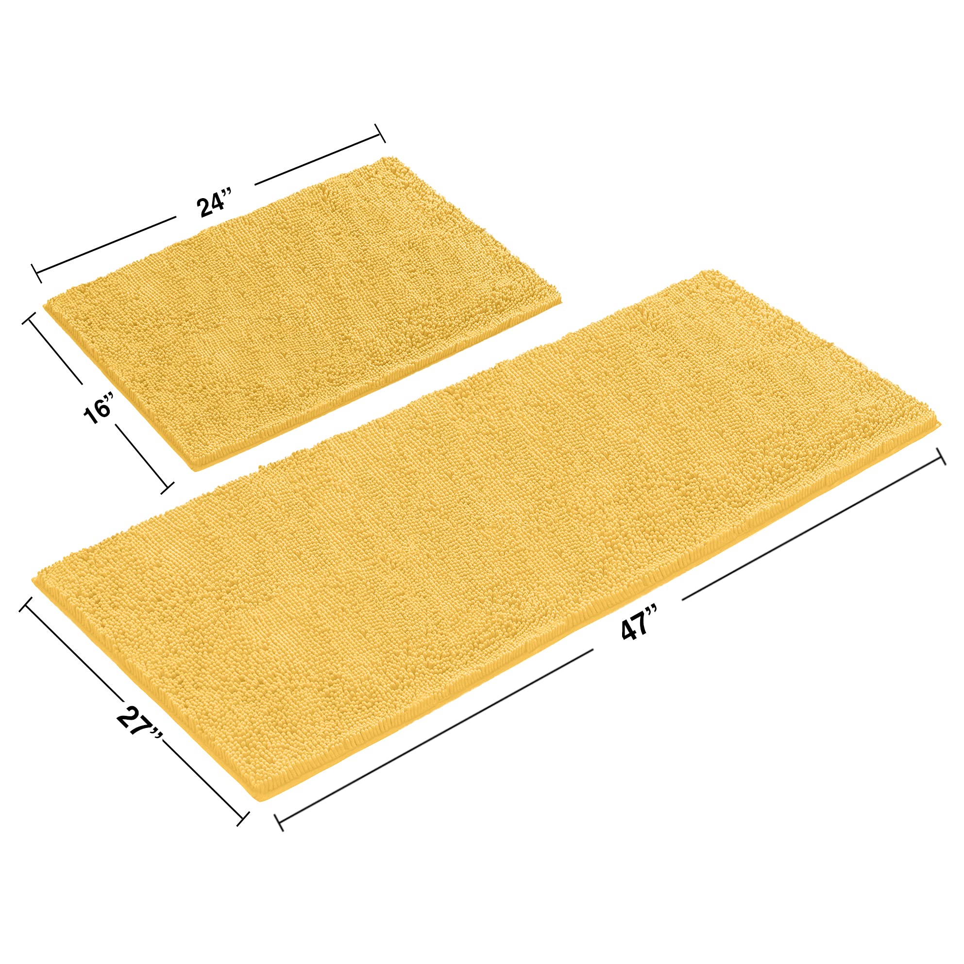Luxurux Bathroom Rug Set-Extra-Soft Plush Bath Mat Shower Bathroom Rugs,1'' Chenille Microfiber Material, Super Absorbent (Recta
