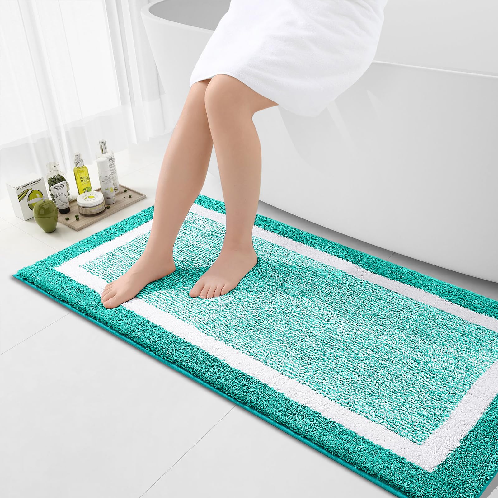 Olanly Bathroom Rugs 47X24, Extra Soft And Absorbent Microfiber Bath Mat, Non-Slip, Machine Washable, Quick Dry Shaggy Bath Carp
