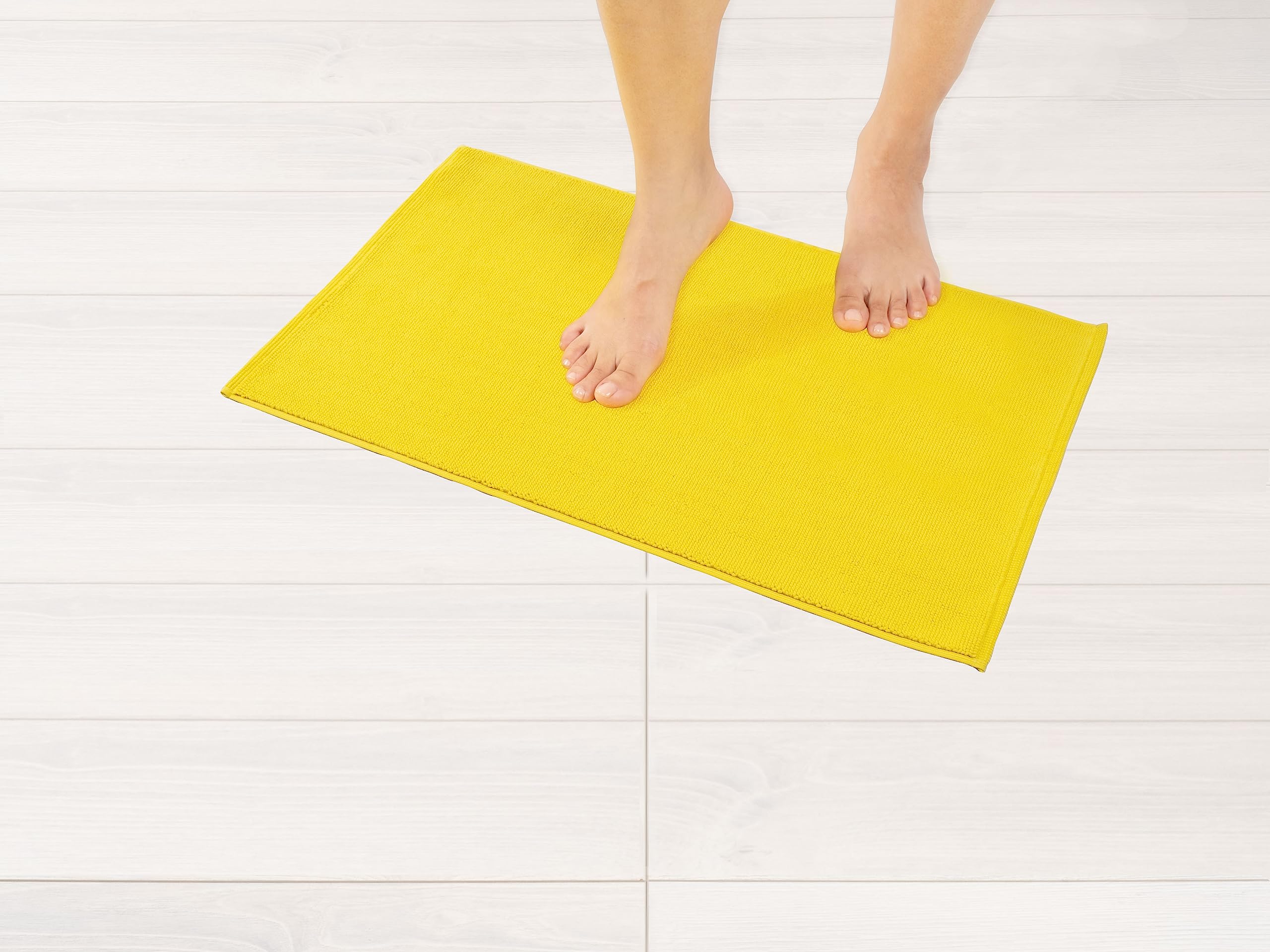 American Soft Linen Bath Rug, 17 In 24 In 100% Cotton Bath Mats Rugs For Bathroom, Non Slip Washable Shaggy Form Area Rugs, Yell