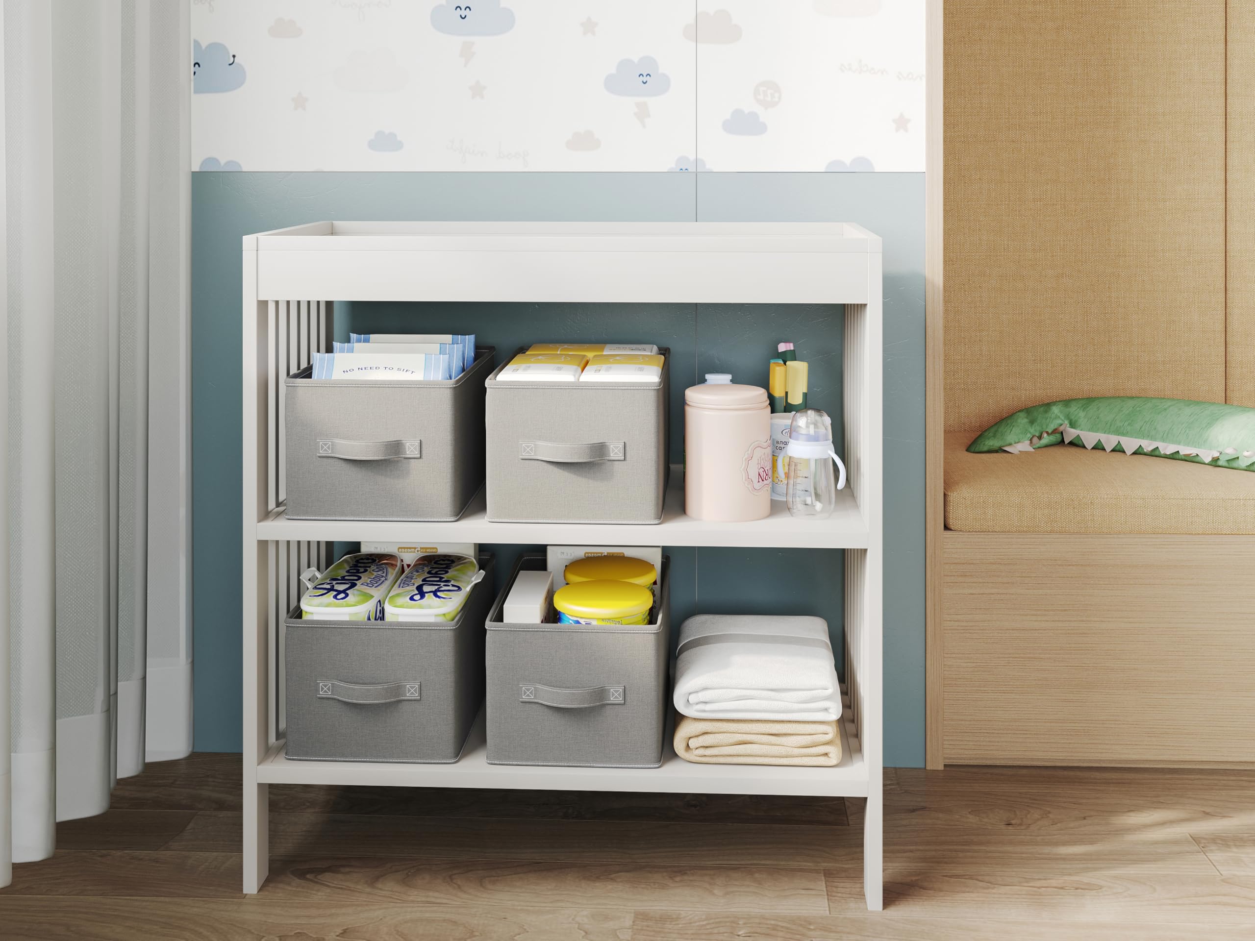 Layerspace 3 Pack Fabric Storage Bins For Shelves | 16.93X12X8.27In Closet Storage Bins | Collapsible Storage Bins For Organizat