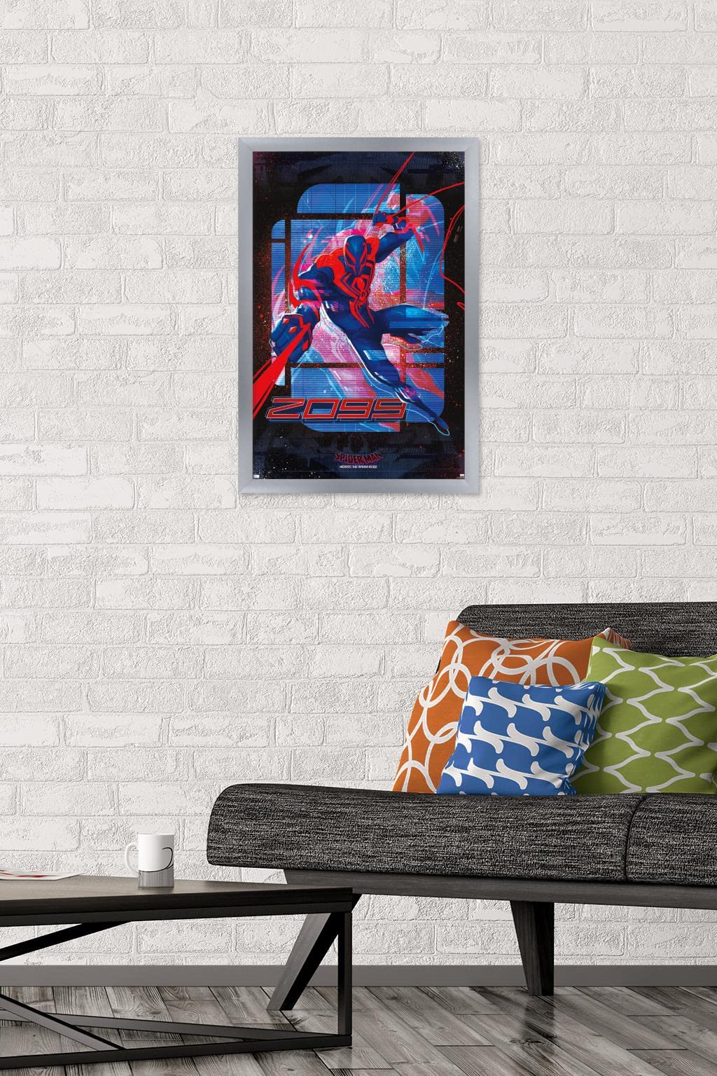 Trends International Marvel Spider-Man: Across The Spider-Verse - Spider-Man 2099 Wall Poster, 14.72'' X 22.37'', Silver Framed