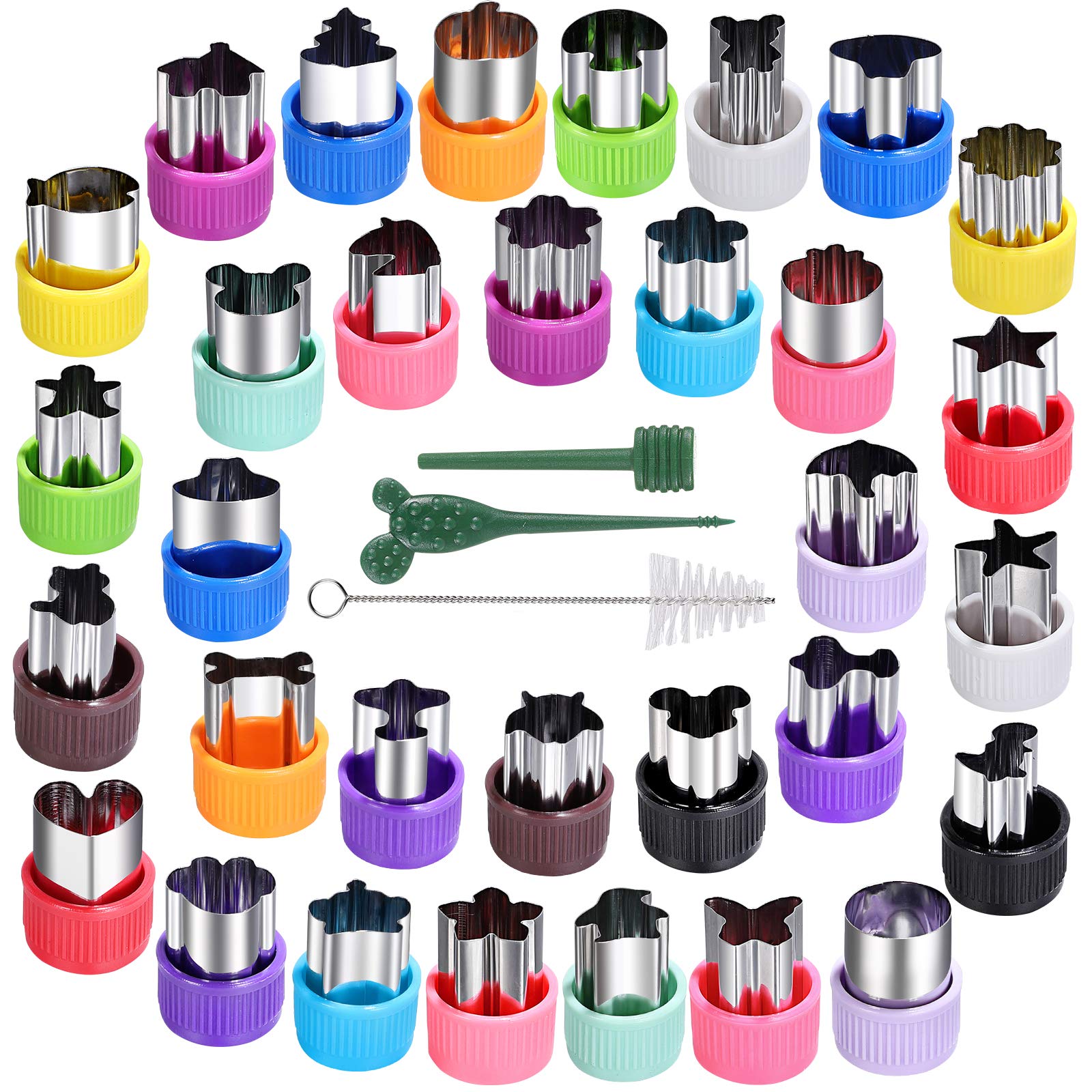 Ceciaoaime Mini Cookie Cutter Set 30 Pcs For Kids Vegetable Cutters And Fruit Stamp Mold Different Shapes And Sizes Stainless St