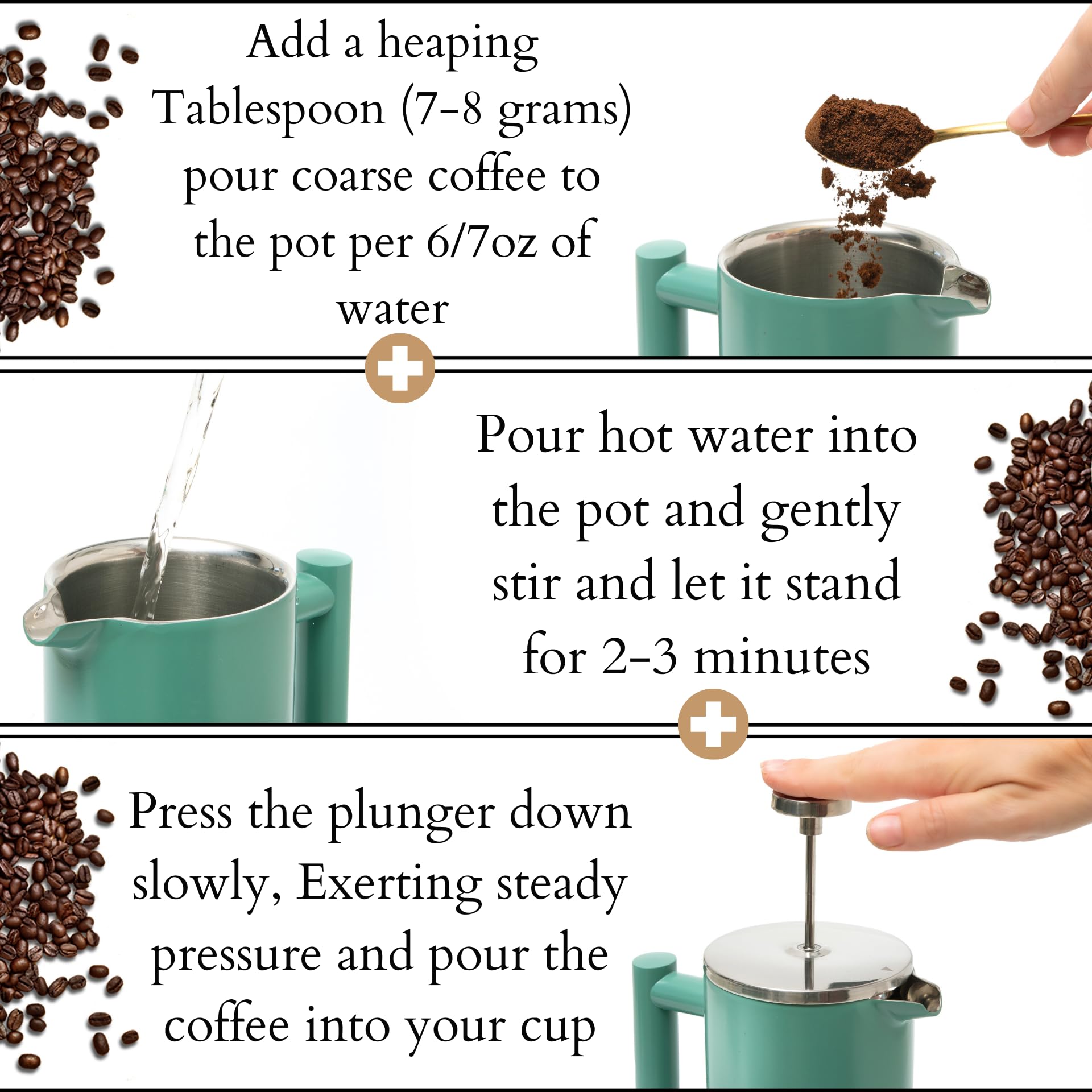 Mixpresso Stainless Steel French Press Coffee Maker 26 Oz 770 Ml Double Wall Metal Insulation Coffee Press & Tea Brewer Easy Cle