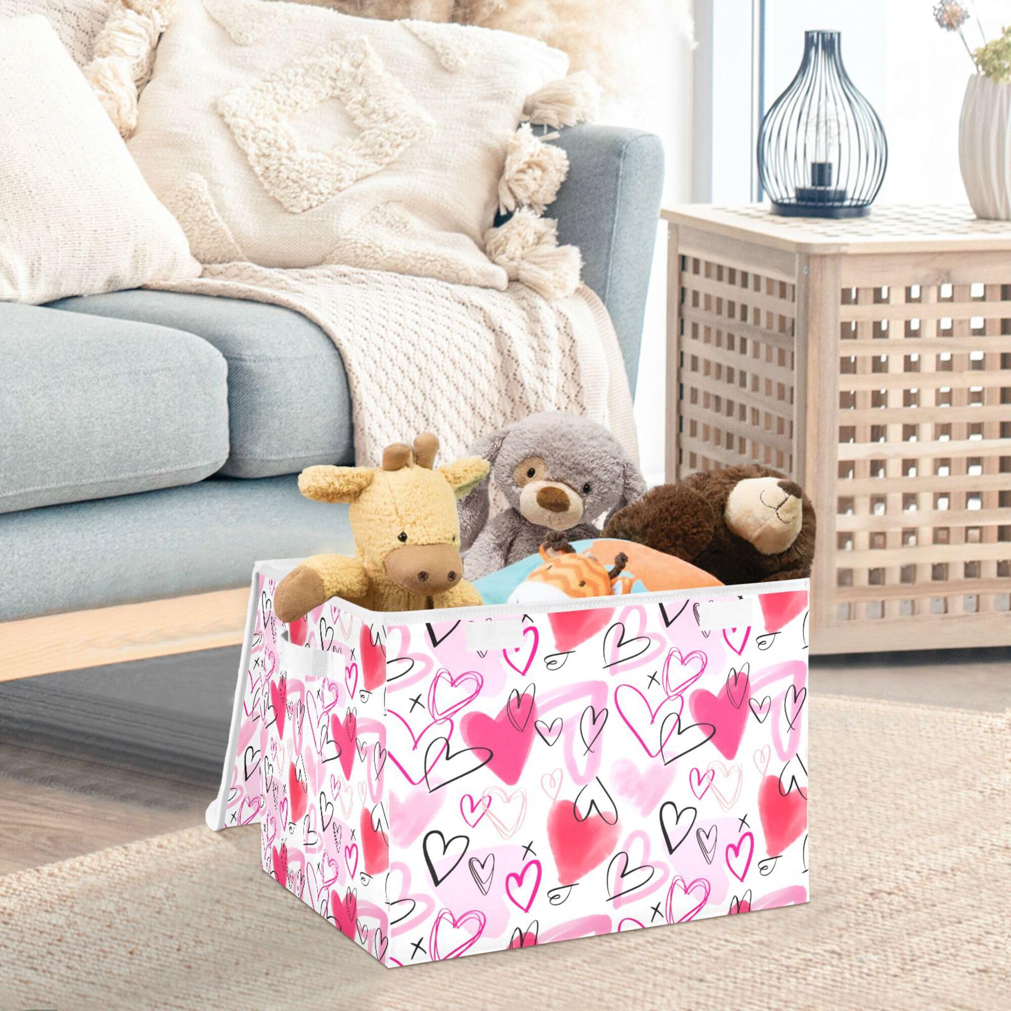 Xigua Valentine'S Day Storage Bins With Lids And Carrying Handle,Foldable Storage Boxes Organizer Containers Baskets Cube With C