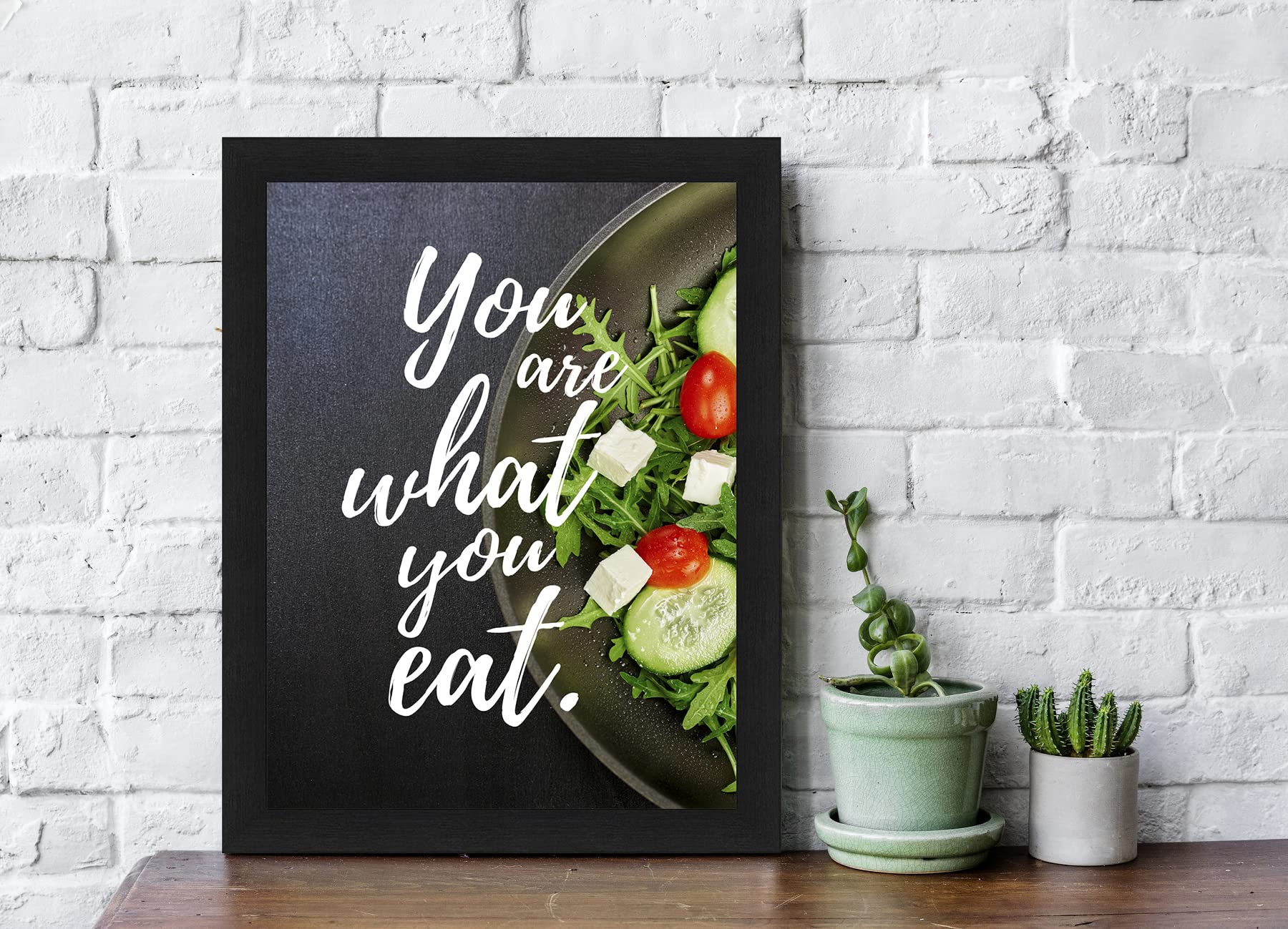 Interio Crafts Motivational Wall Frames - Eat Healthy Inspirational Quotes Food Framed Poster for Dinning, Kitchen, Cafe, Restau