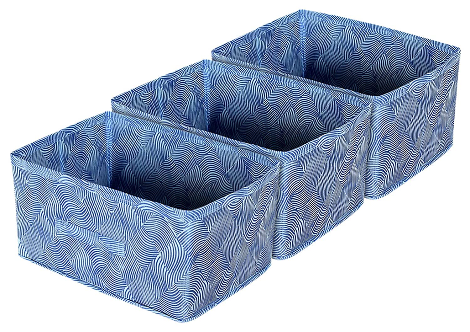 Kuber Industries Lahariya Printed Multipurposes Rectangular Flodable Storage Box, Drawer Storage And Cloth Organizer Pack Of 3 