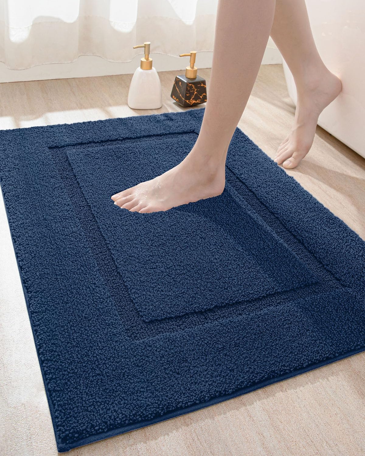 Dexi Bathroom Rug Mat, Ultra Absorbent Soft Bath Rug, Washable Non-Slip Bath Mat For Bathroom Floor, Tub, Shower Room, 24''X16''