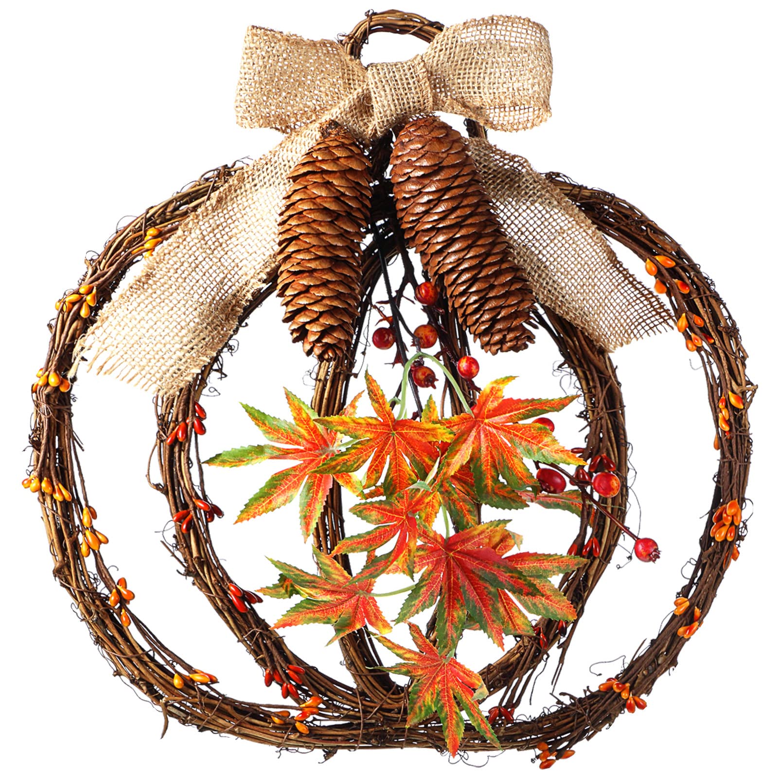 Fall Wreaths for Front Door Grapevine Pumpkin Wreath Thanksgiving Fall Door Decorations for Thanksgiving Autumn Harvest Festival
