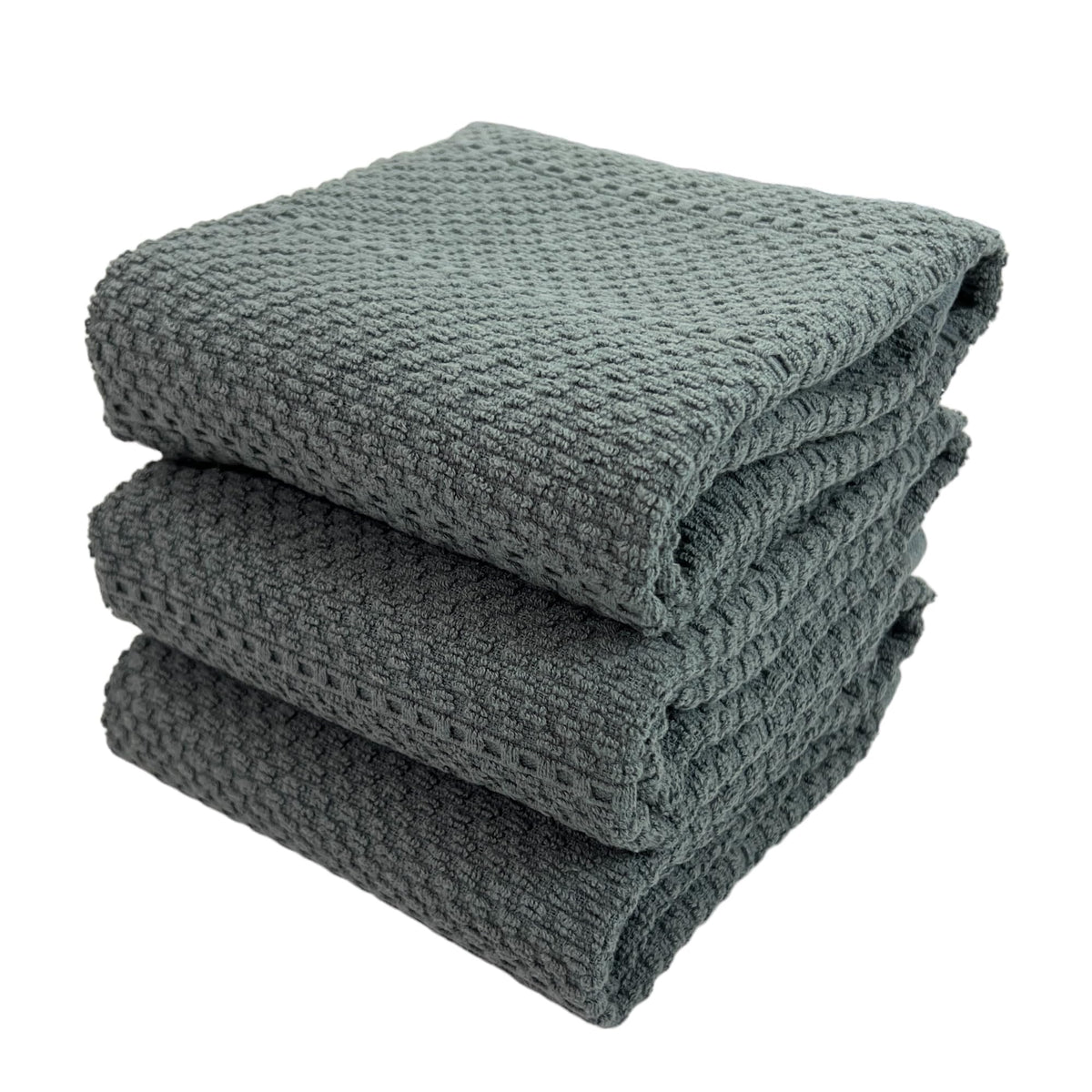 Dark Grey Gray Kitchen Hand Dish Towels: Oversized 28'' X 18'',100% Cotton Cloth Soft Cleaning Drying Absorbent Textured Design,