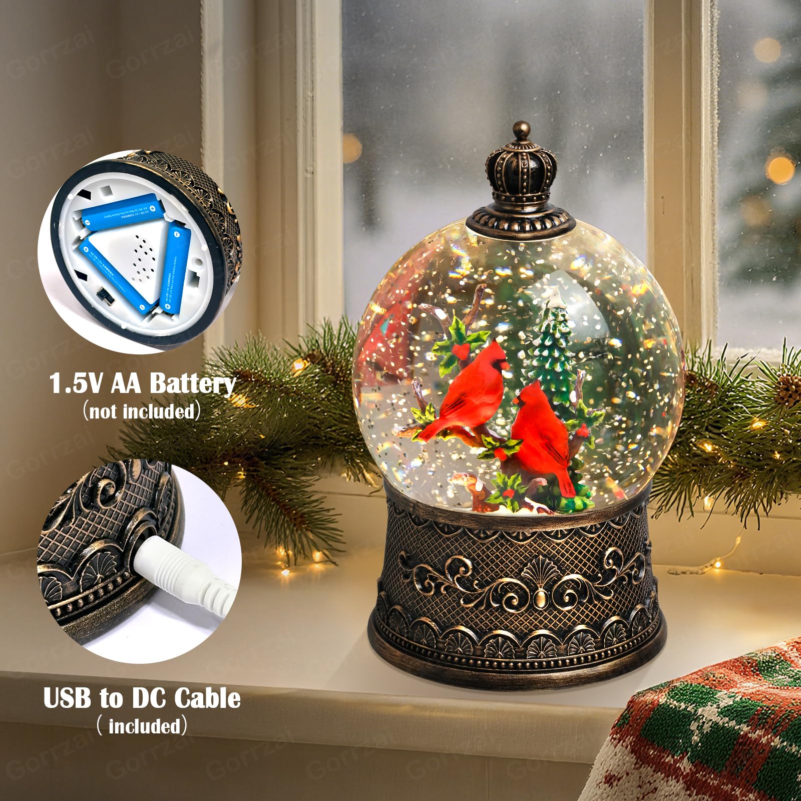 Gorrzai Fall Snow Globe Pumpkin Fall Decorations for Home, Gnome Snow Globe with Turkey Swirling Glitter Timer, Lighted Thanksgi