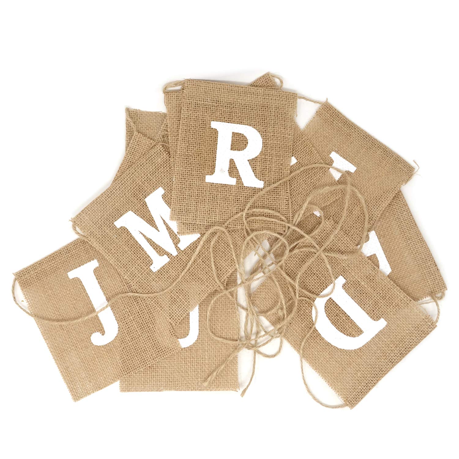 Honbay Just Married Bunting Banner Vintage Burlap Banner For Wedding, Bridal Shower, Bachelorette Party, Photo Props,Etc