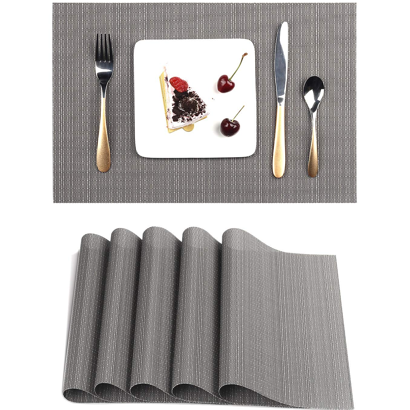 Myir Jun Place Mats, Table Mats Set Of 6 Indoor Placemats Washable Non-Slip Heatproof Woven Placemats For Dining Table Fabric Pl