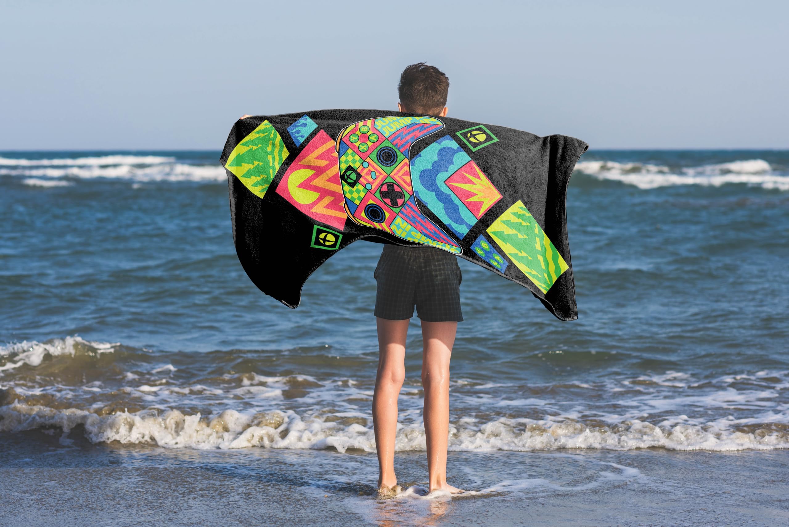 Jay Franco Xbox Kids Bath Pool Beach Towel - Super Soft & Absorbent Video Game Controller 100% Cotton Towel  Measures 28 x 58