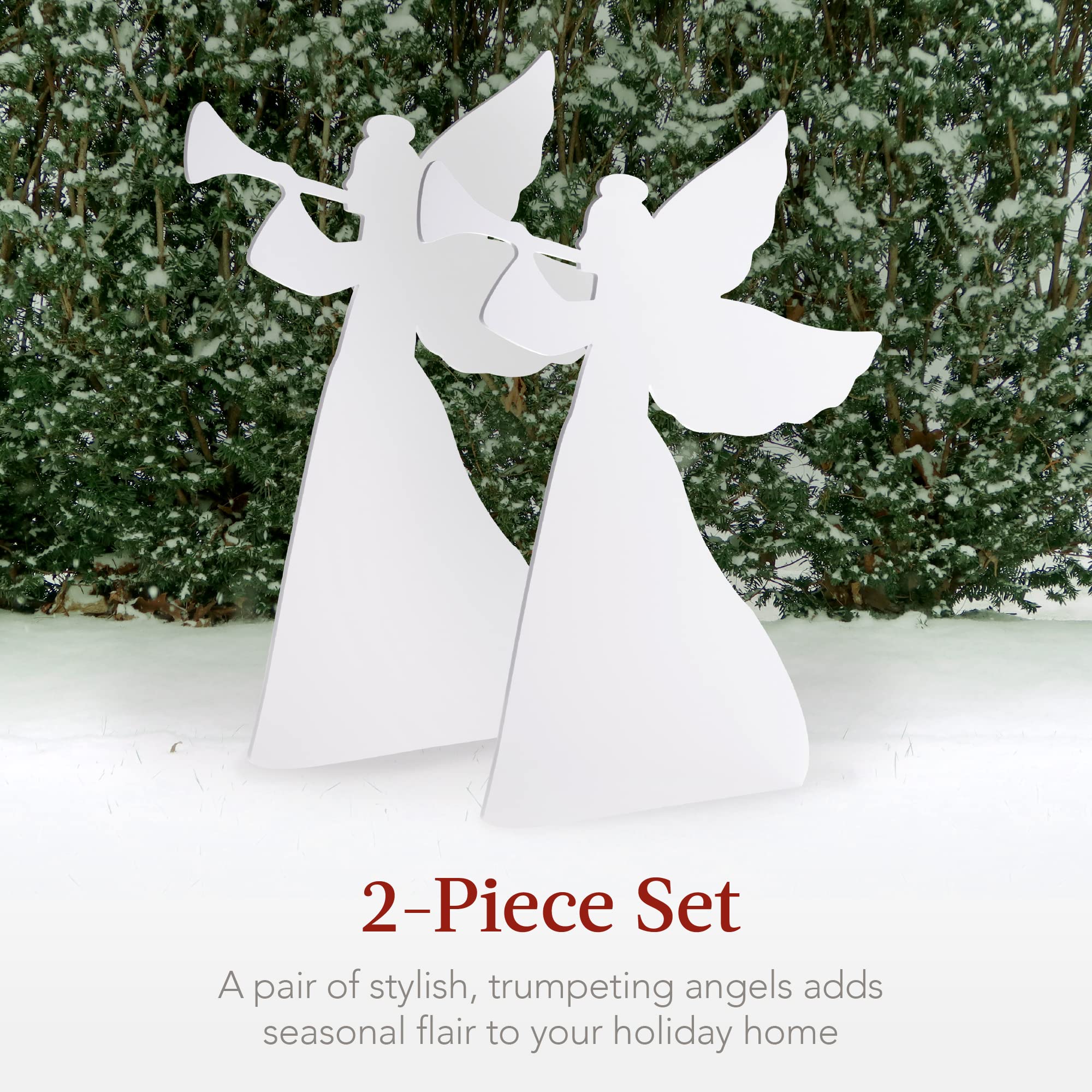 Best Choice Products 3ft Set of 2 Outdoor Christmas Angel Yard Decorations, Weather-Resistant PVC D  cor for Lawn, Garden, Displ