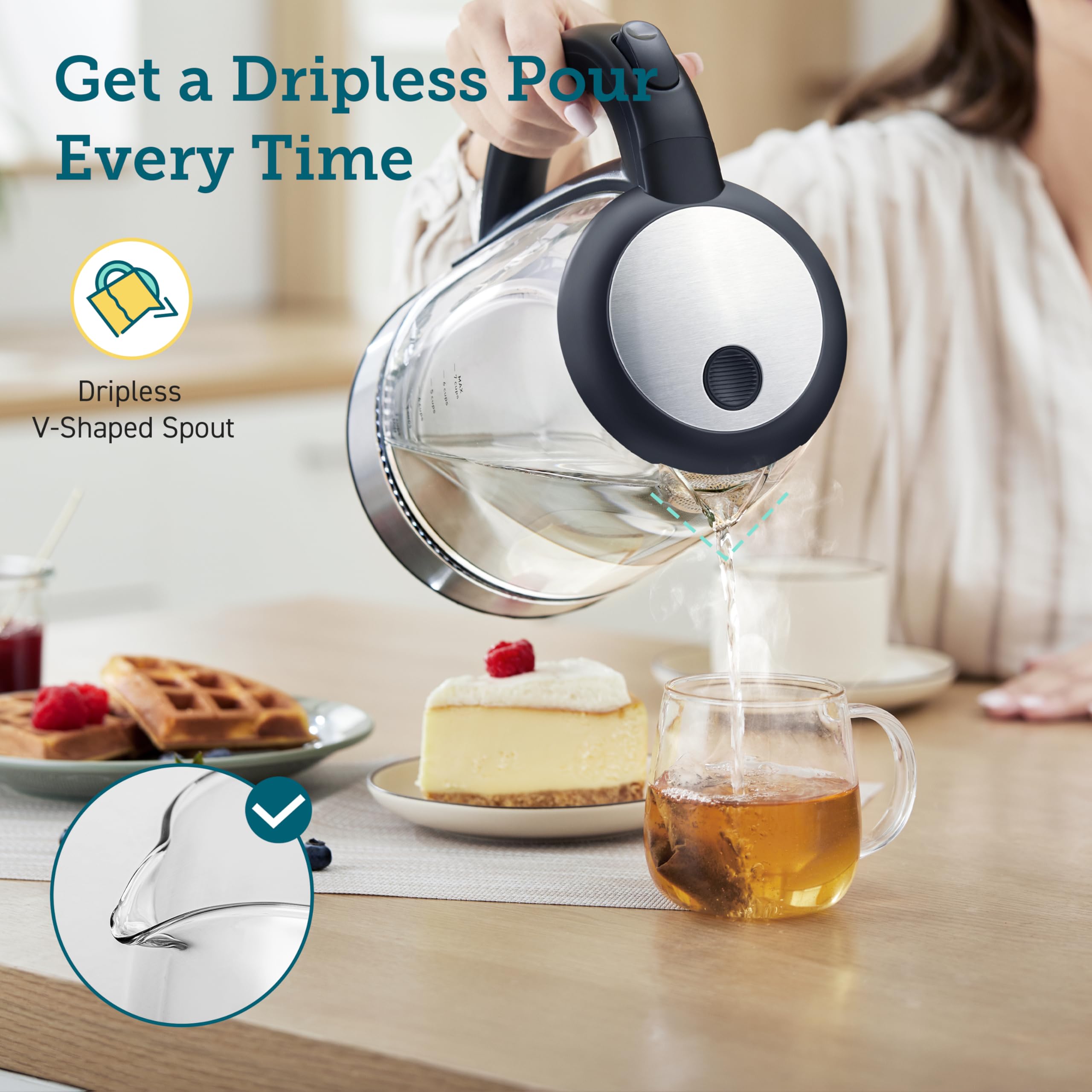 COSORI Electric Kettle 1.7L, Stainless Steel, No Plastic, Black, Model GK172-CO, Automatic Shut Off, Perfect for Tea & Coffee