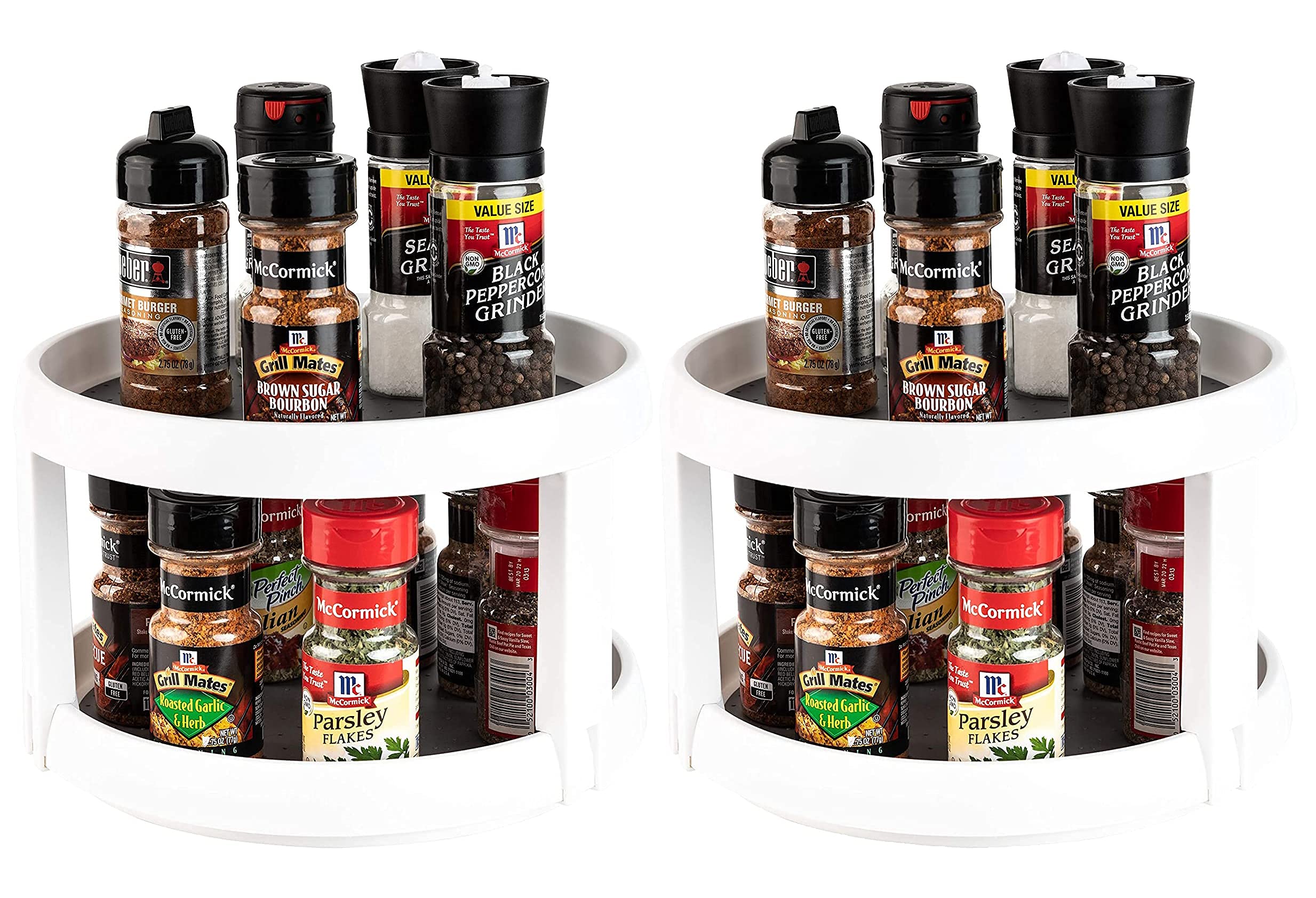 House Of Quirk Plastic Pack Of 2 Non Skid Turntable Lazy Susan Cabinet Organizer  2 Tier 360 Degree Rotating Spice Rack  9.4 I