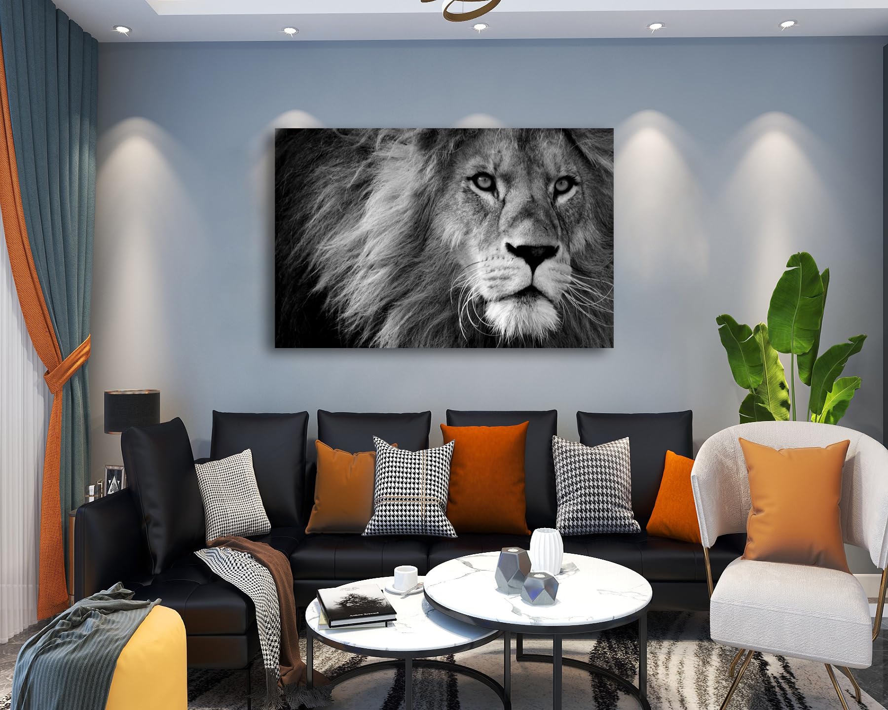 Baisuart D0169 Modern Giclee Canvas Prints Wall Art Stretched Artwork Black and White Lion Pictures to Photo Paintings on Canvas Wall Art for Bedroom Living Room Home Decorations Office Wall D?or