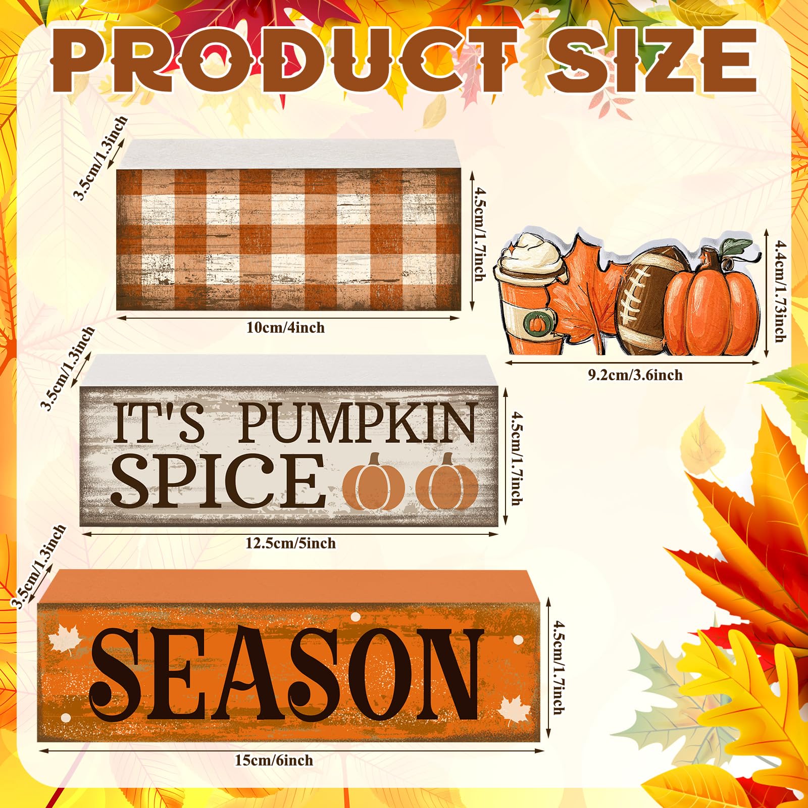 Lineshading 4 Pcs Fall Football Decorations for Home Thanksgiving Table Decor Fall Tiered Tray Decor Decorative Football Maple L