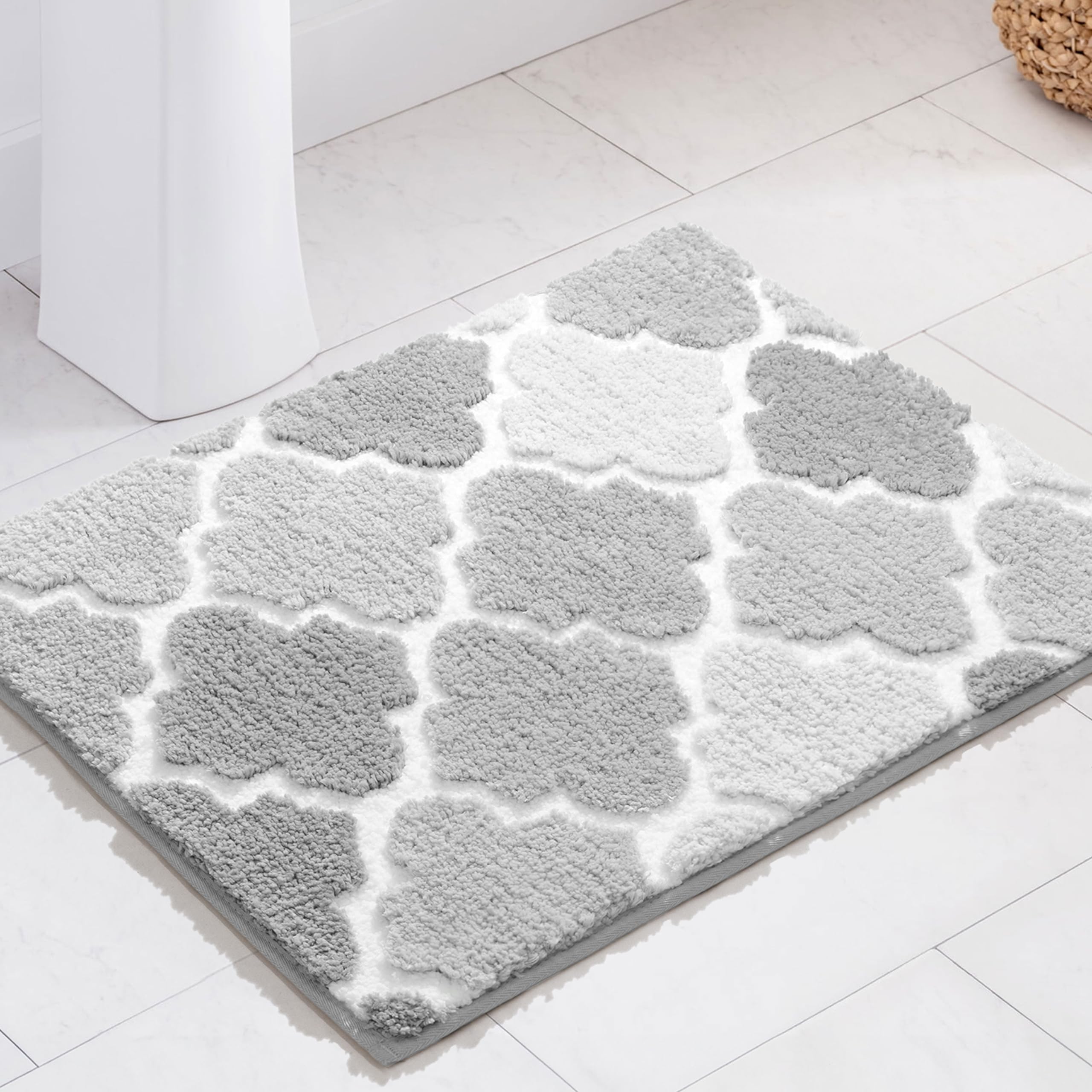 Dexde Gray Bathroom Rugs Non-Slip,Small Bath Rugs Fuzzy Extra Absorbent Plush Shaggy Bath Mats, Machine Wash Dry Soft Bath Carpe