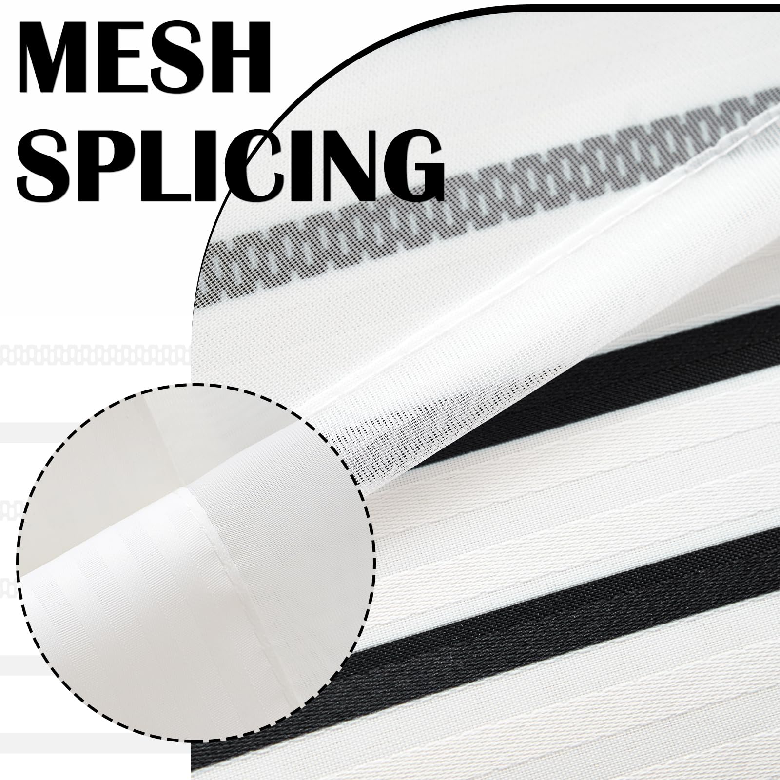 Jinchan Black And White Shower Curtain With See Through Window Fabric Striped Shower Curtain For Bathroom Modern Shower Curtain